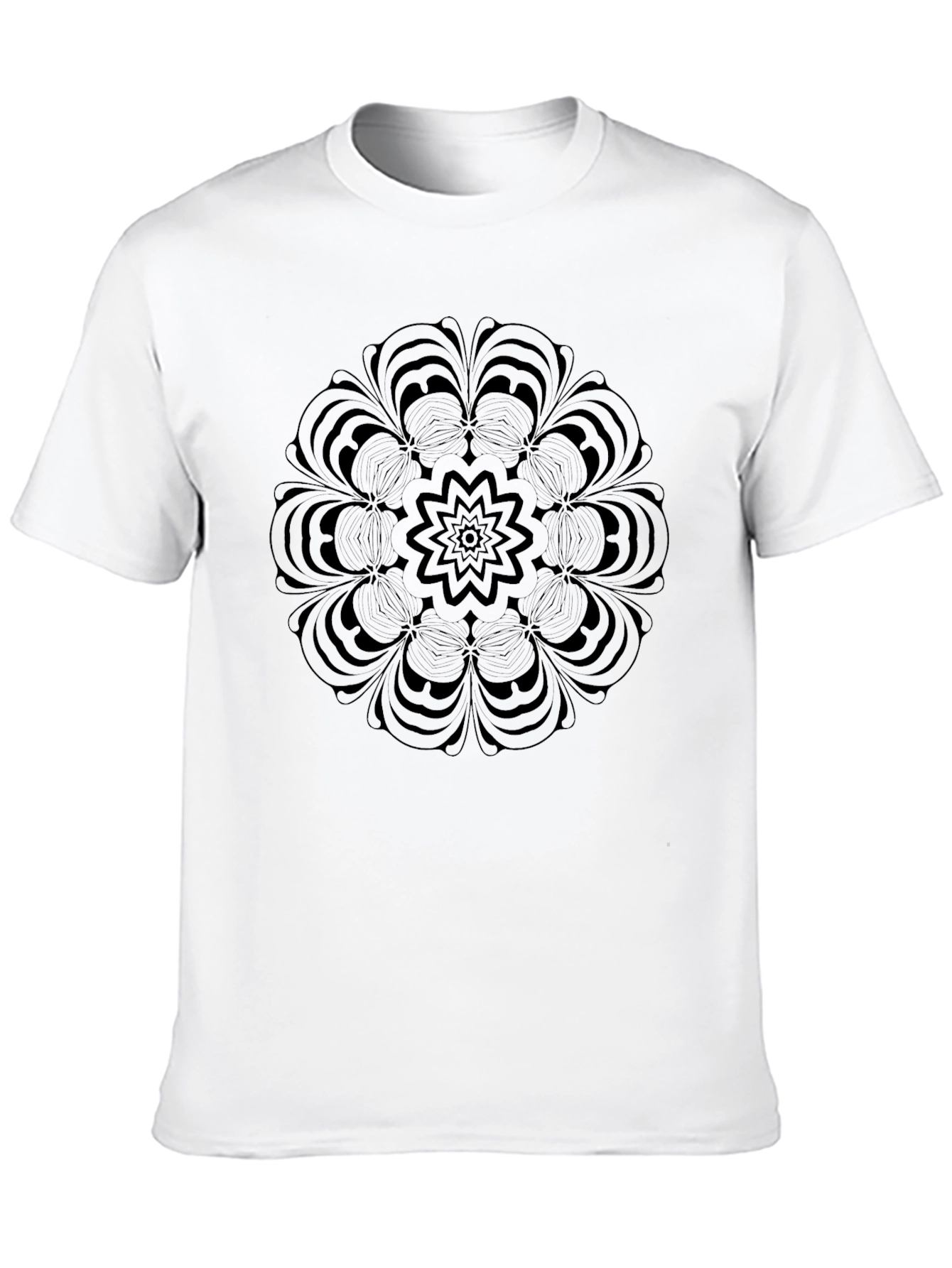 Black Mandala Print Crew Neck T-Shirt