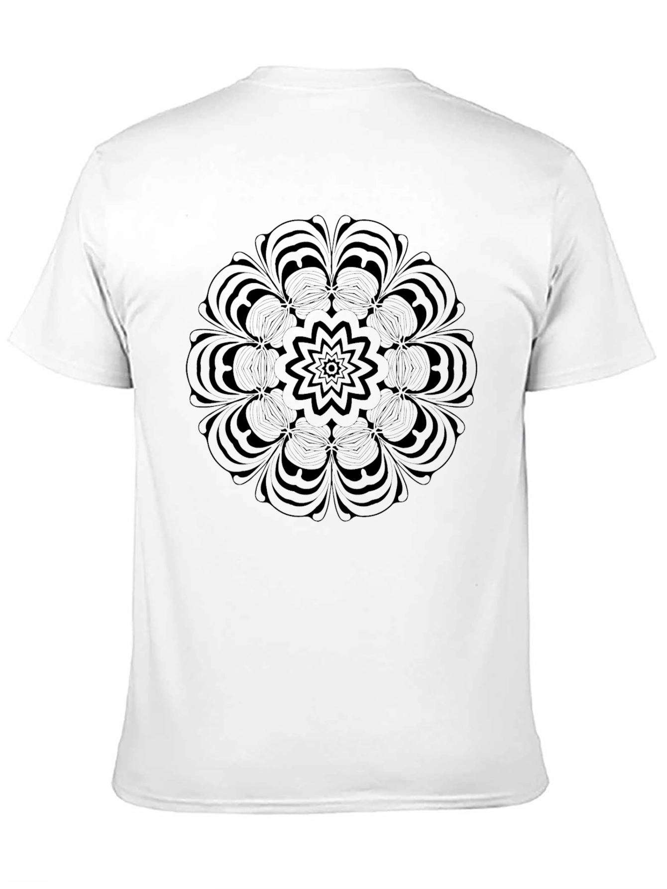 Black Mandala Print Crew Neck T-Shirt