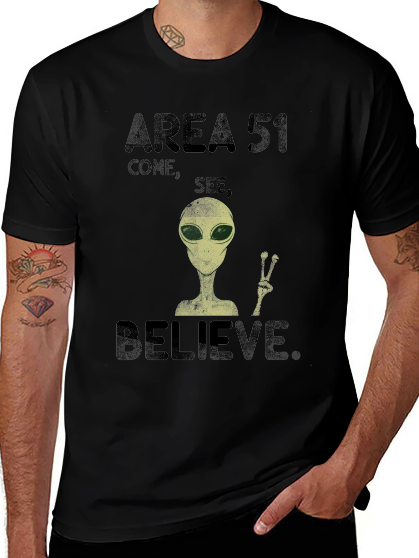 Area 51 Come See Believe Alien Graphic T-Shirt