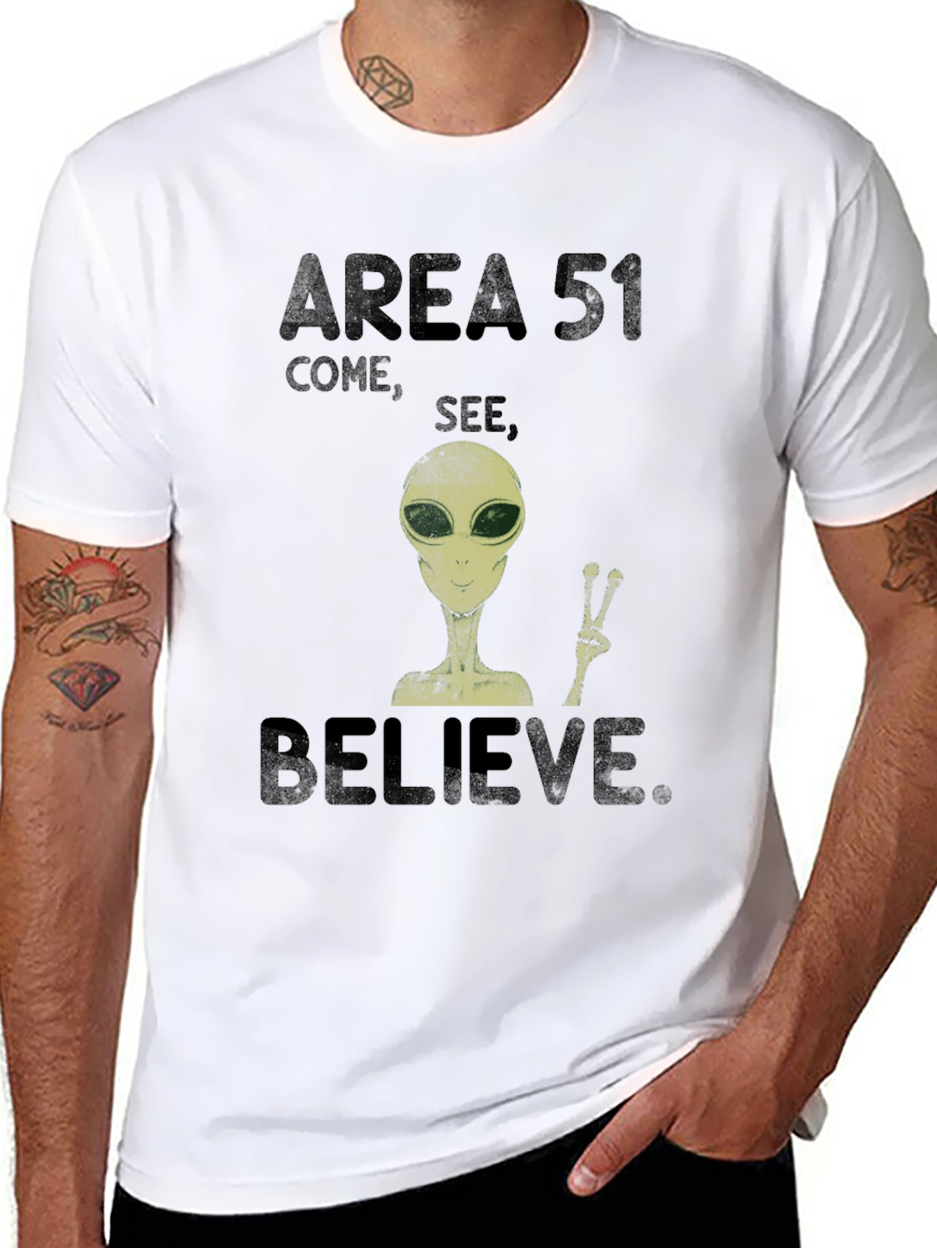 Area 51 Come See Believe Alien Graphic T-Shirt