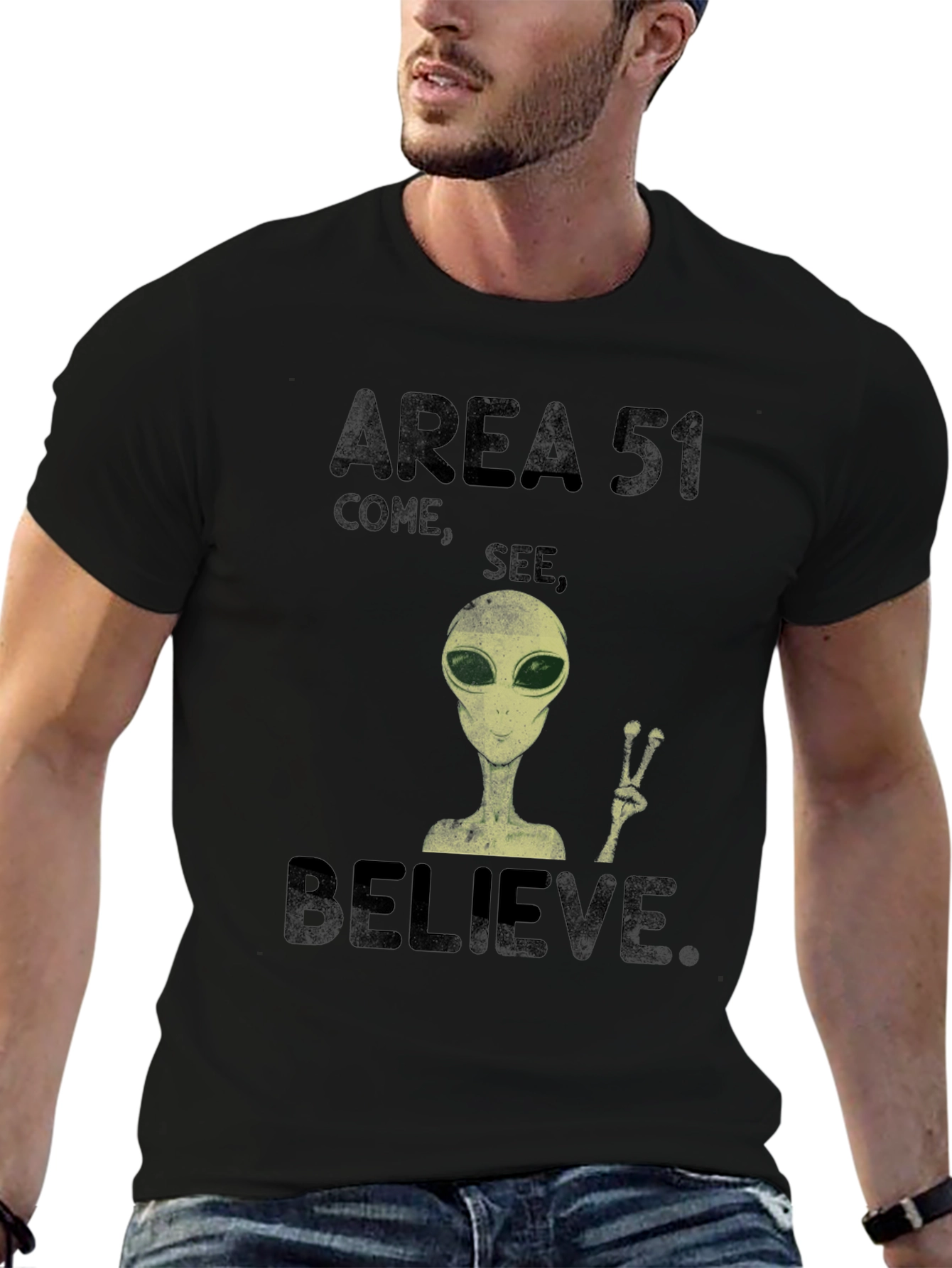 Area 51 Come See Believe Alien Graphic T-Shirt