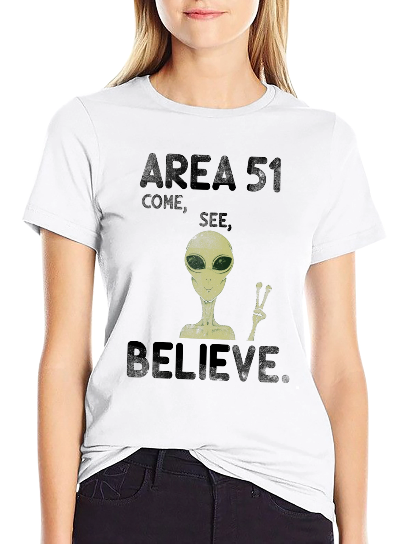 Area 51 Come See Believe Alien Graphic T-Shirt