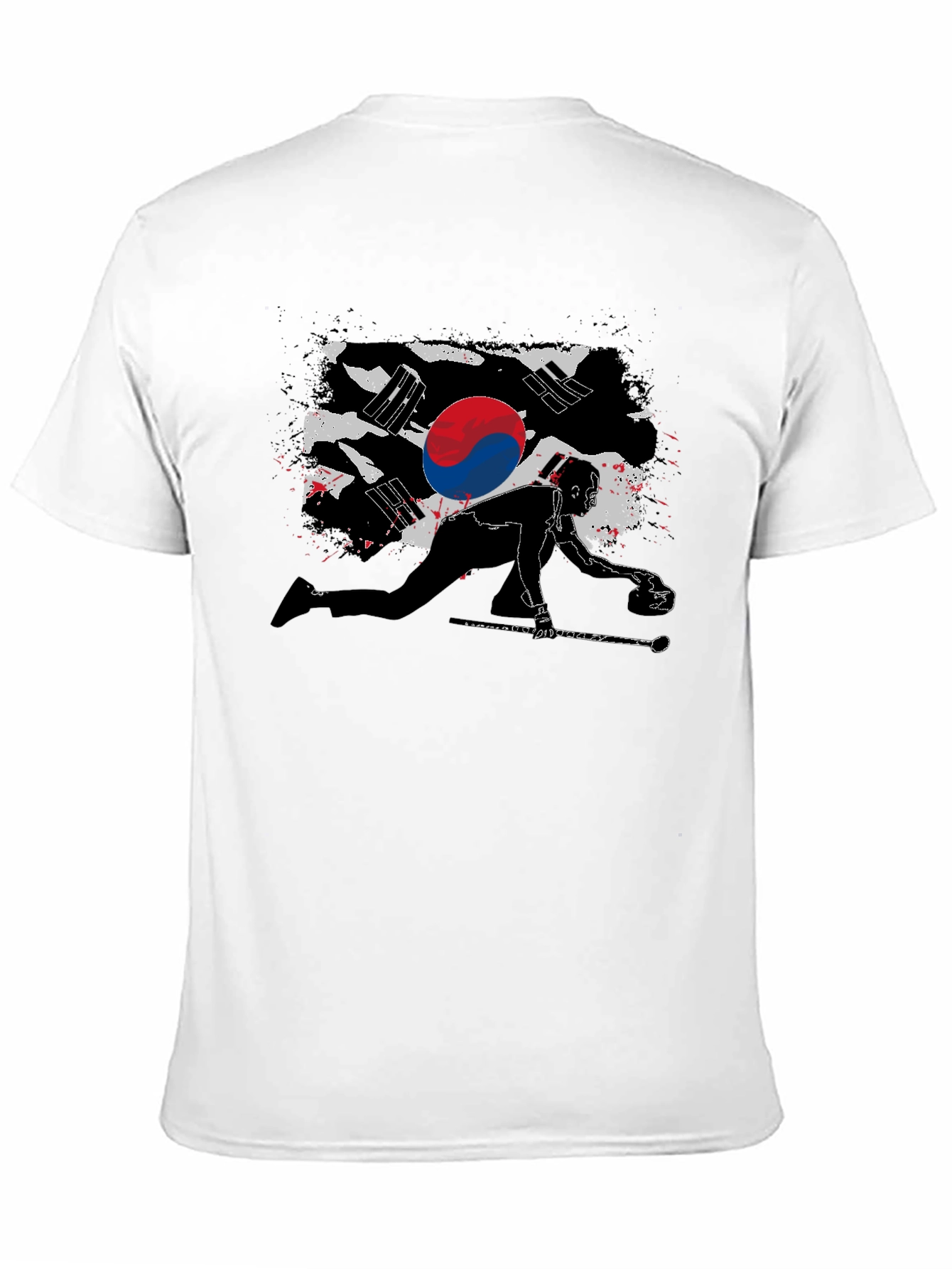 Korean Curling Flag Black T-Shirt