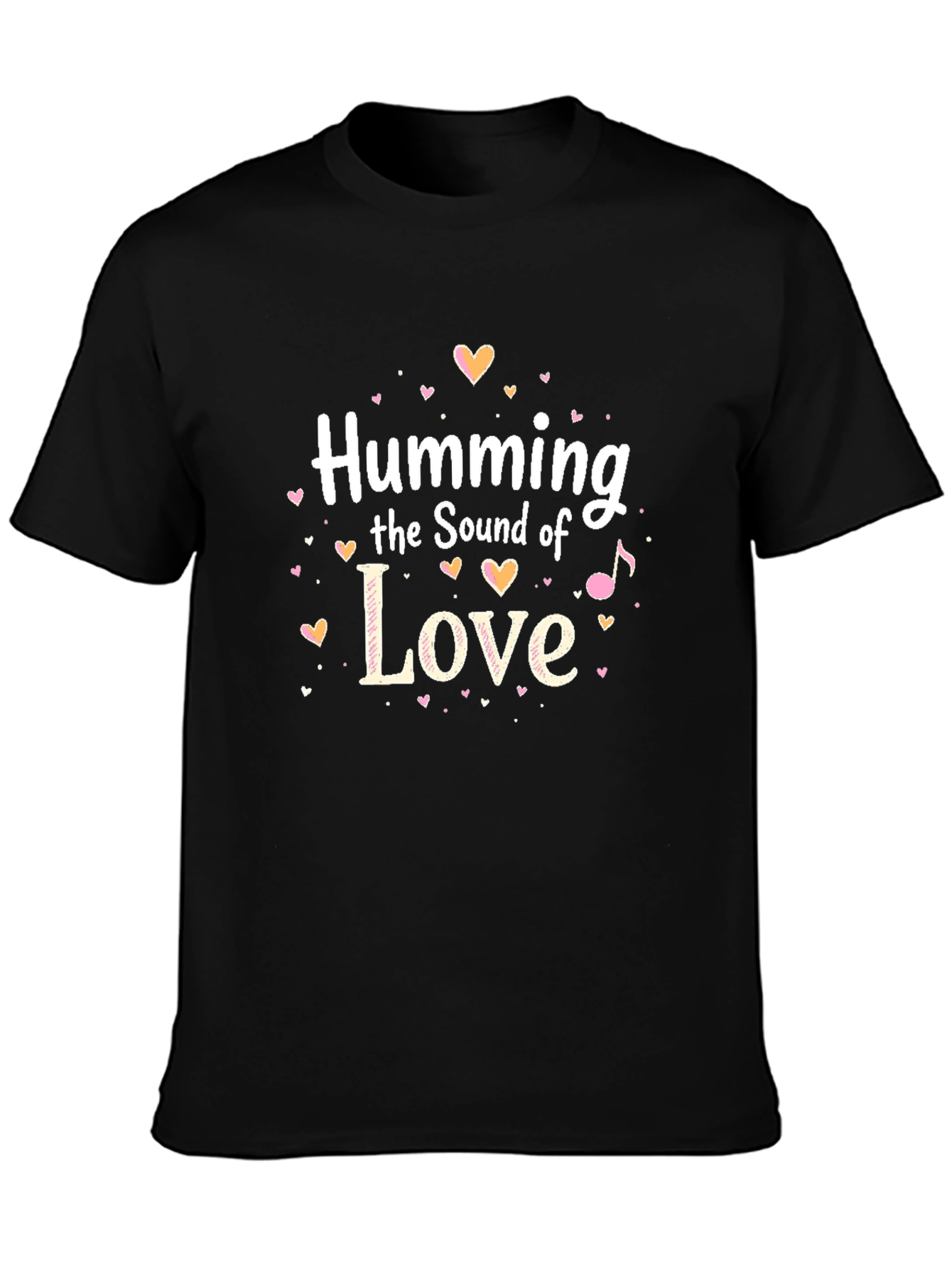Humming the Sound of Love Black Graphic Tee