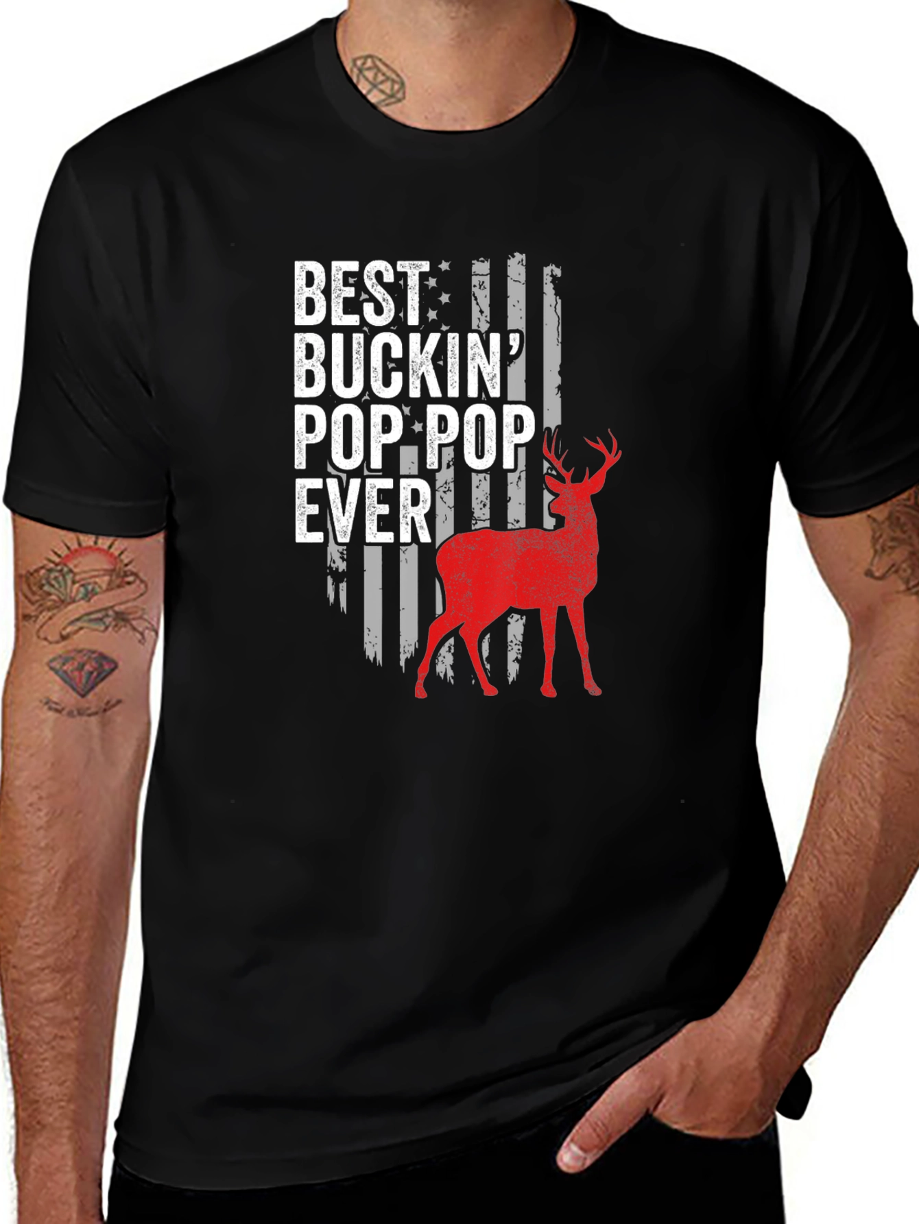 Best Buckin Pop-Pop Ever Black T-Shirt