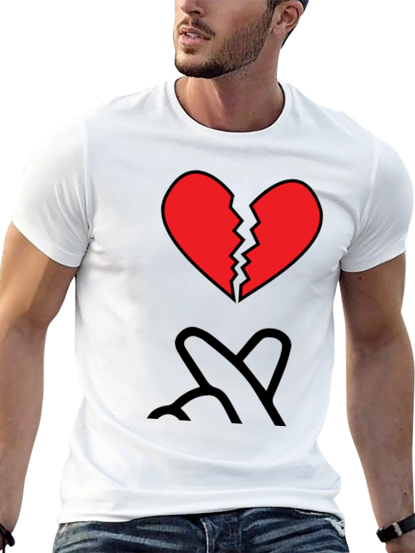 Broken Heart Graphic Tee - Mens Black T-Shirt