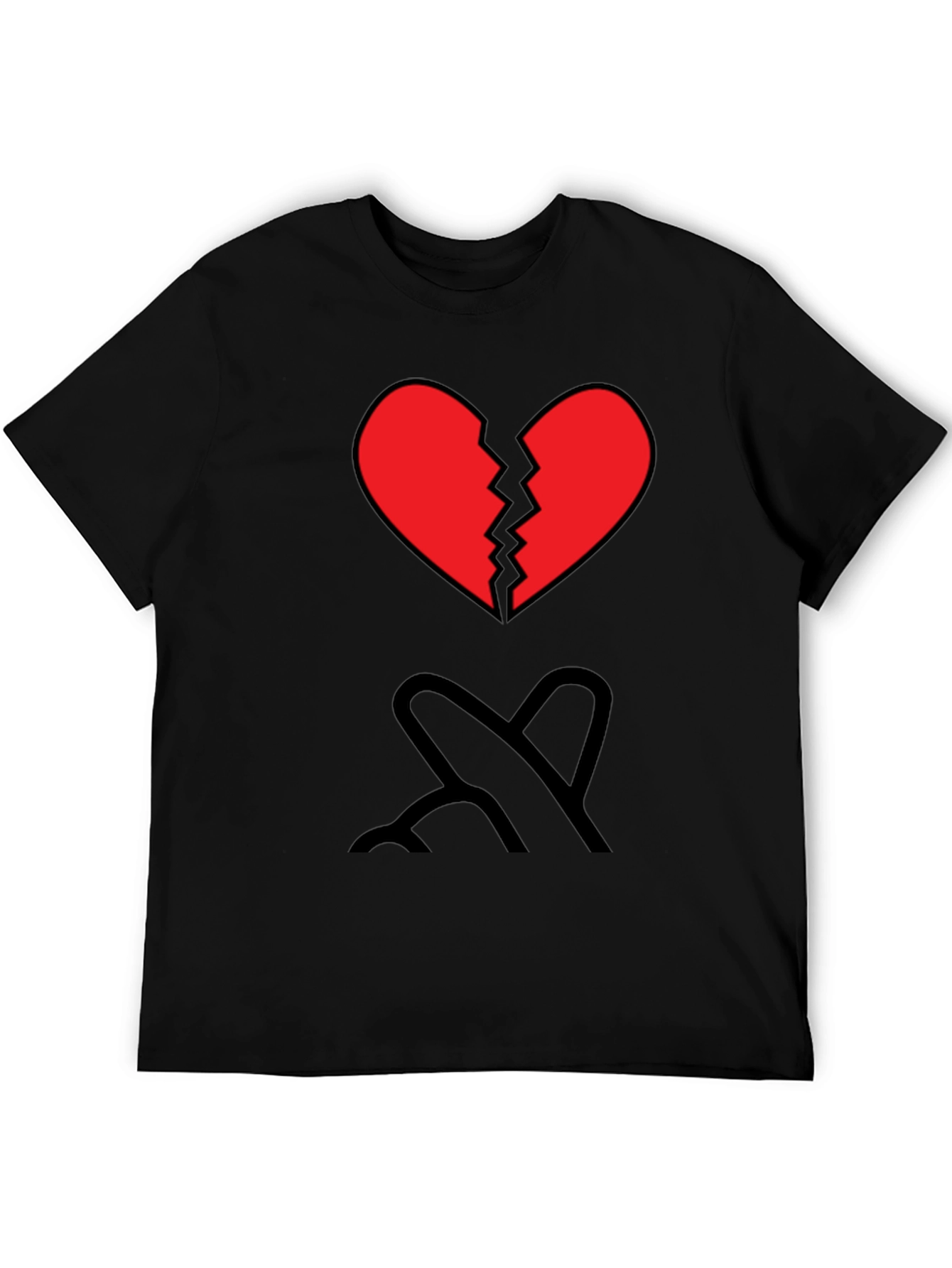 Broken Heart Graphic Tee - Mens Black T-Shirt