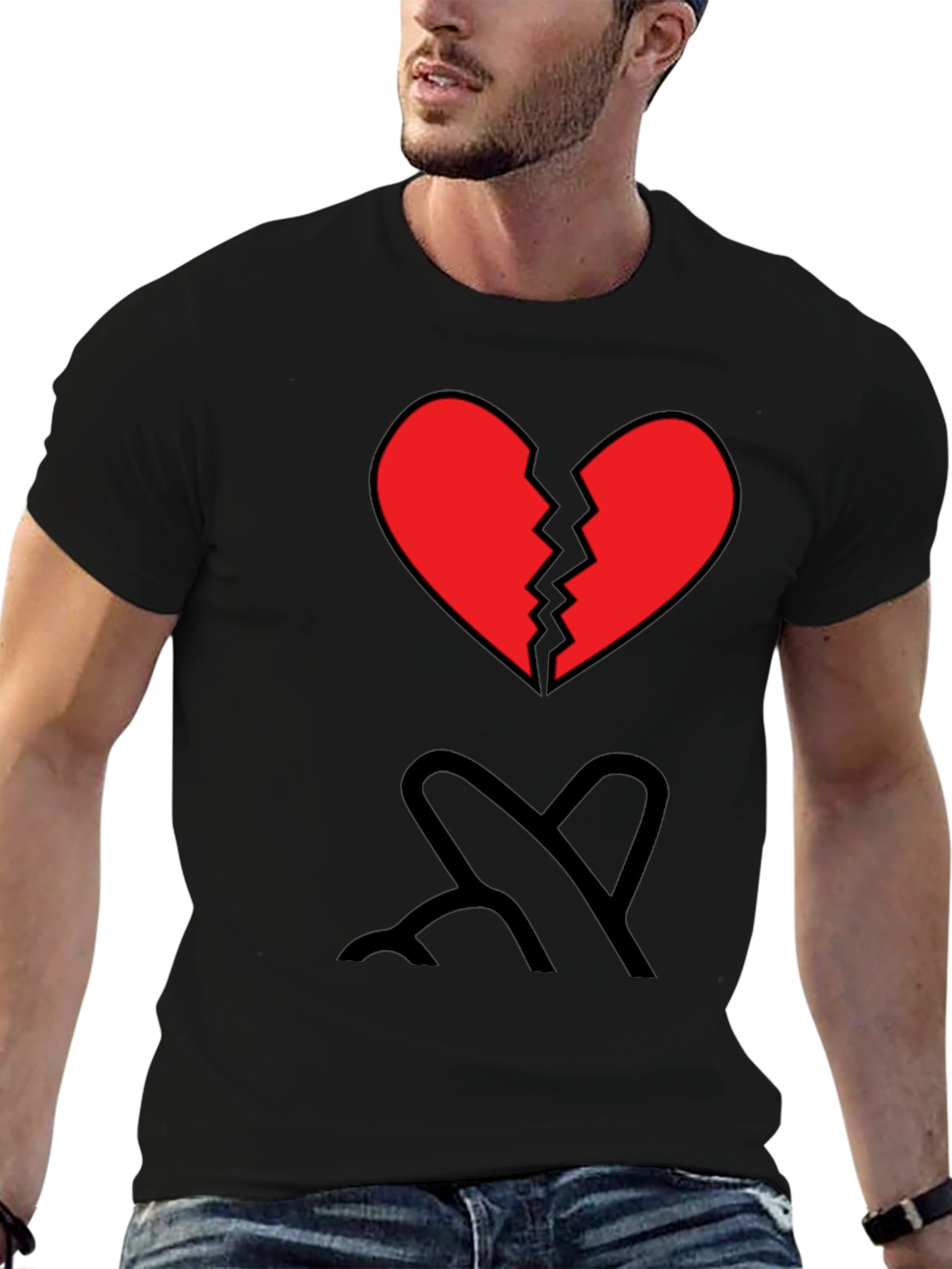 Broken Heart Graphic Tee - Mens Black T-Shirt