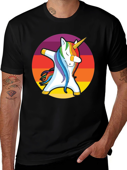 Dabbing Unicorn Graphic T-Shirt - Mens Black Tee