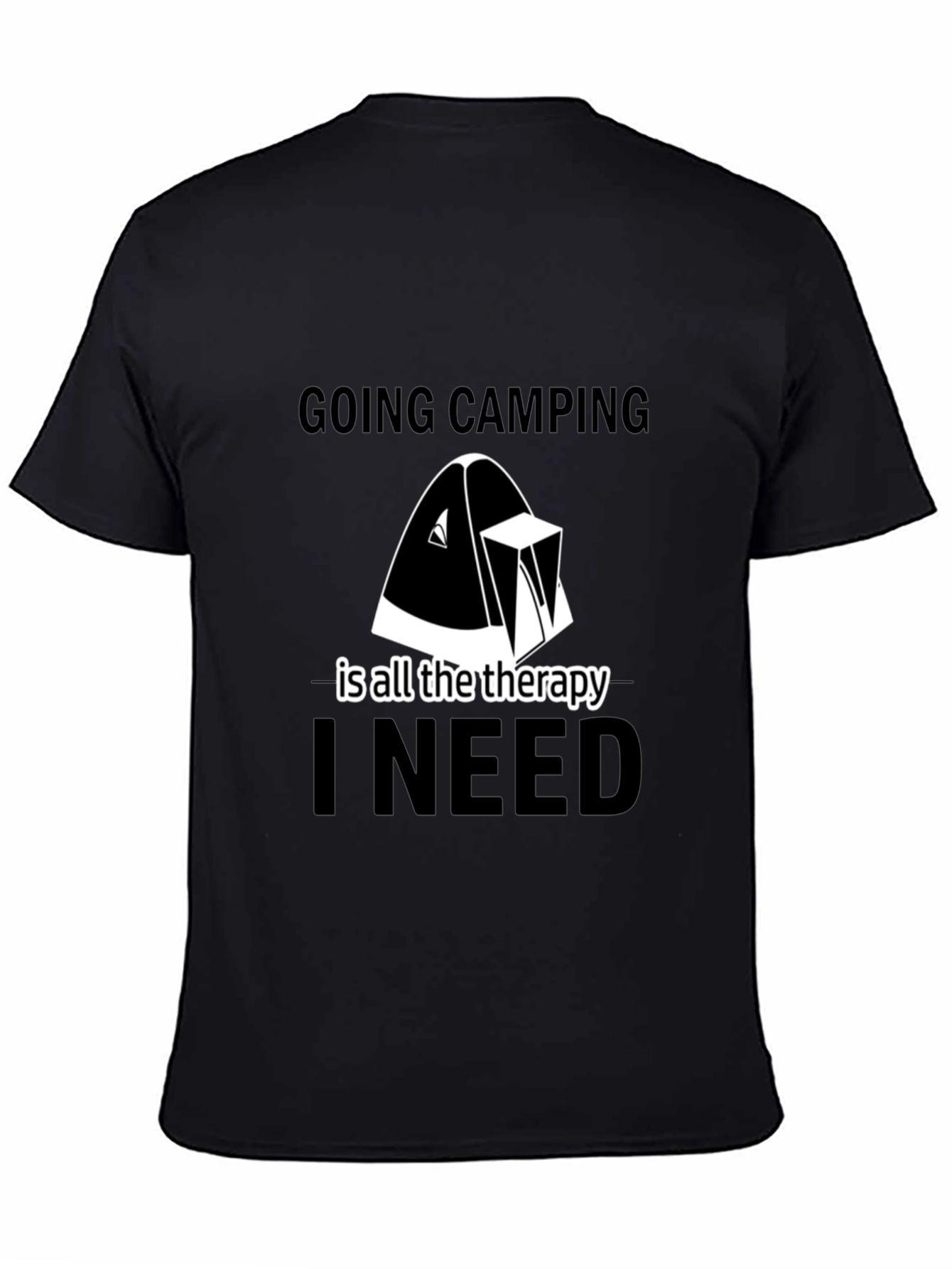 Camping Therapy Tee - Black Graphic T-Shirt