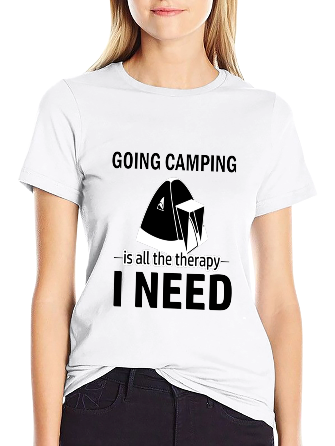 Camping Therapy Tee - Black Graphic T-Shirt