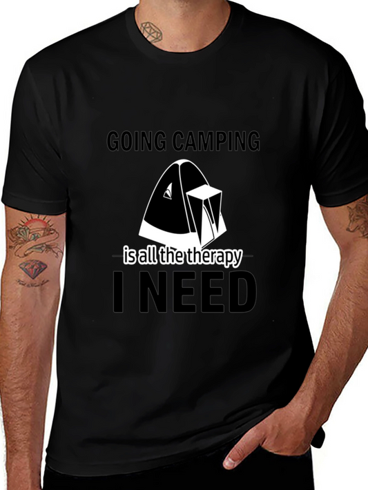 Camping Therapy Tee - Black Graphic T-Shirt