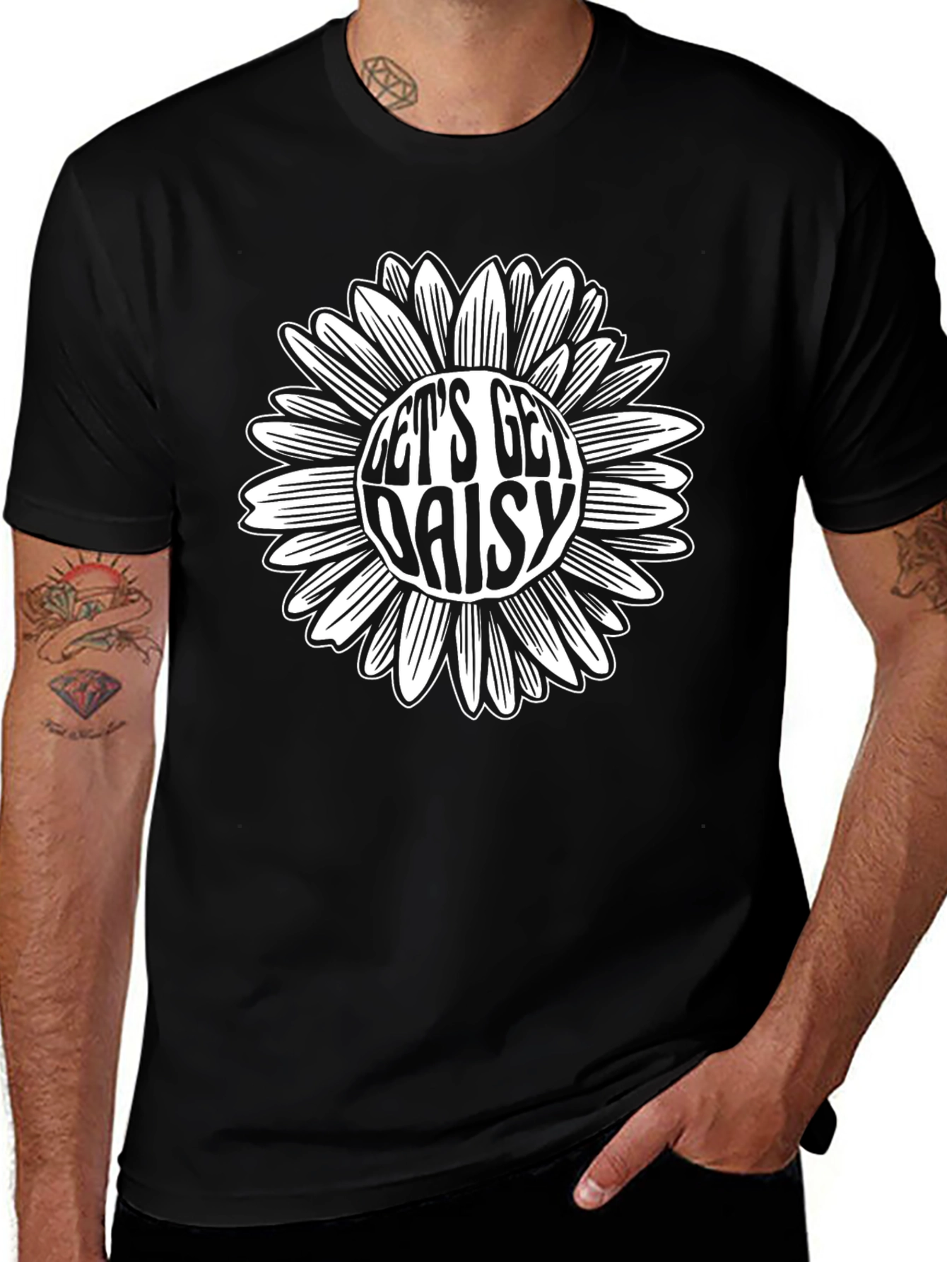Lets Get Daisy Black Graphic Tee