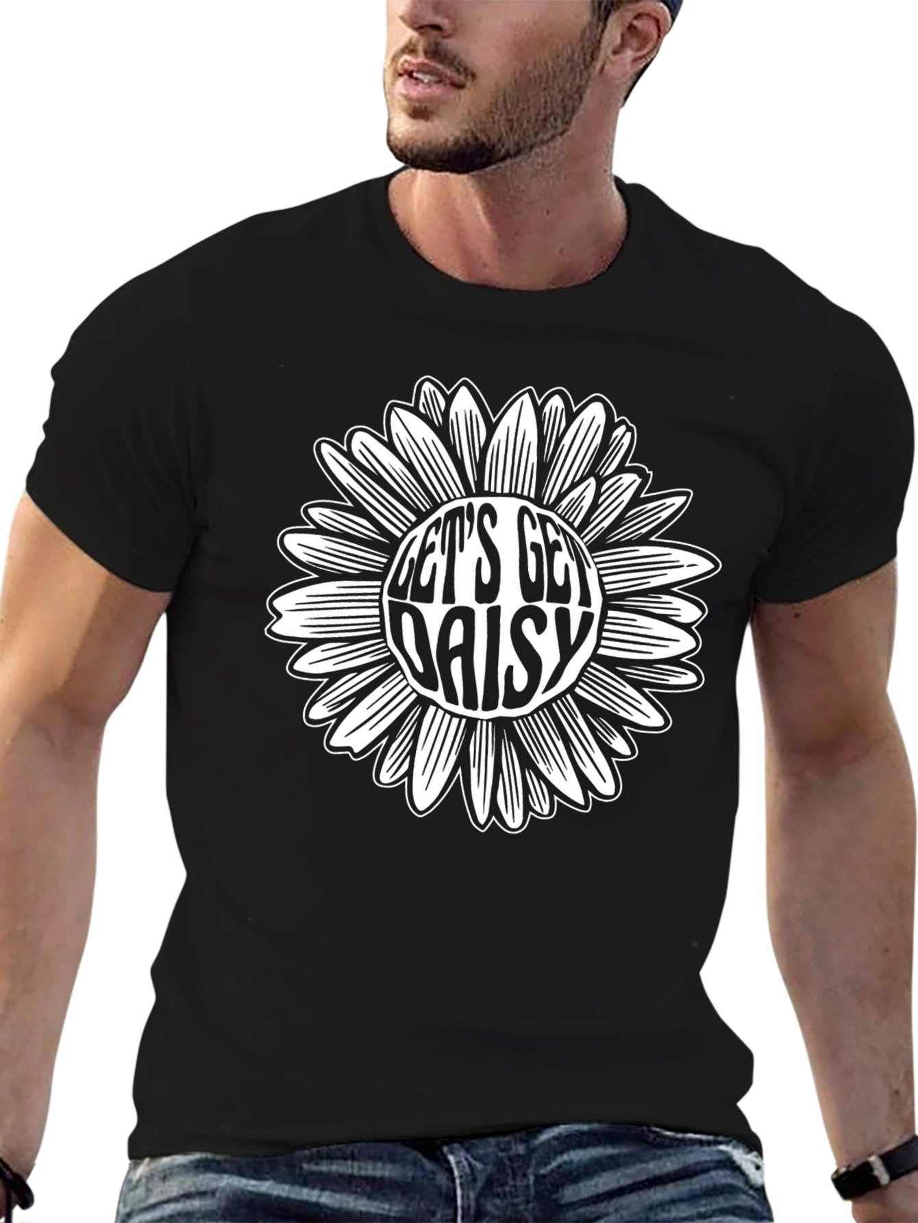 Lets Get Daisy Black Graphic Tee
