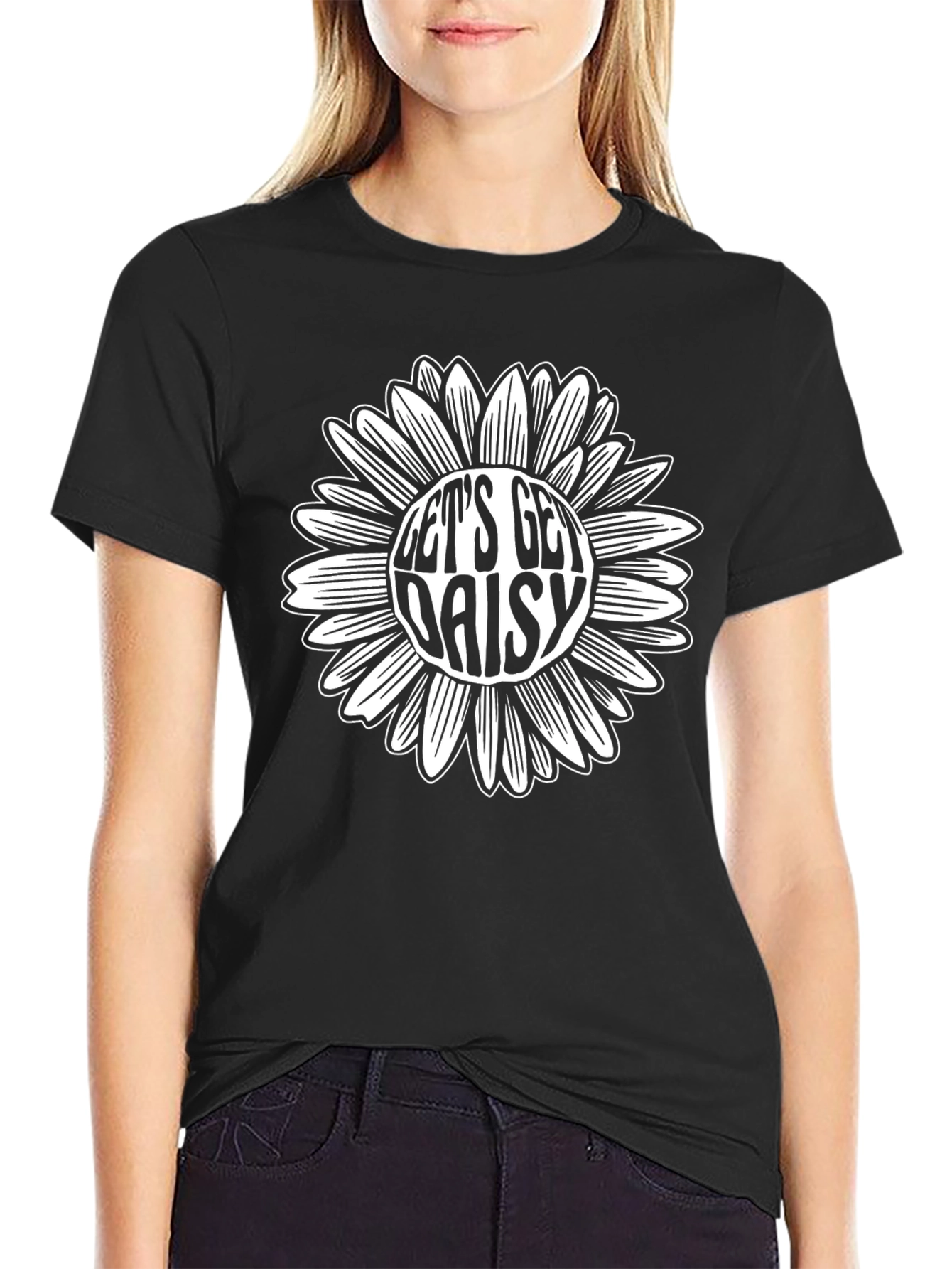 Lets Get Daisy Black Graphic Tee