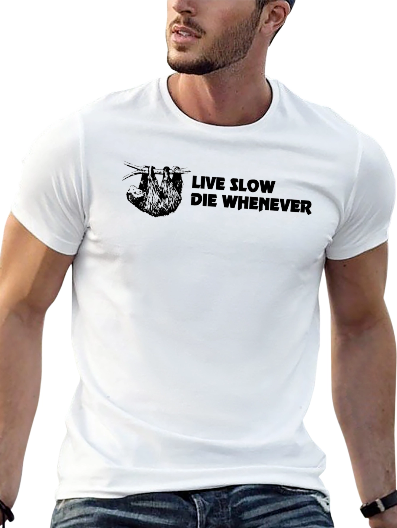 Live Slow Sloth Graphic T-Shirt
