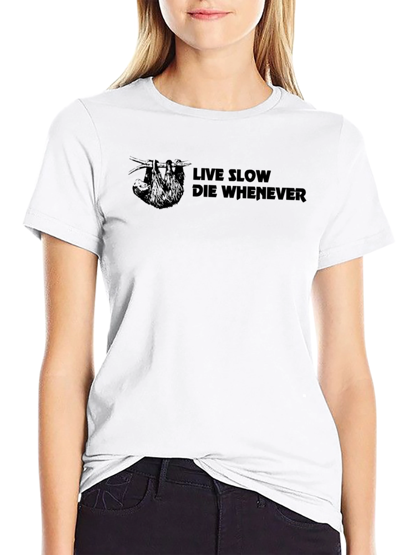 Live Slow Sloth Graphic T-Shirt