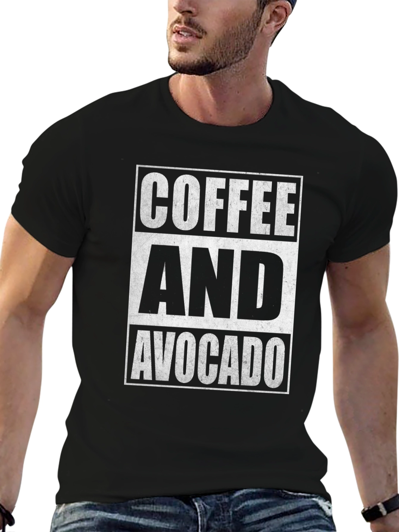 Coffee and Avocado Graphic Tee - Unisex Black T-Shirt