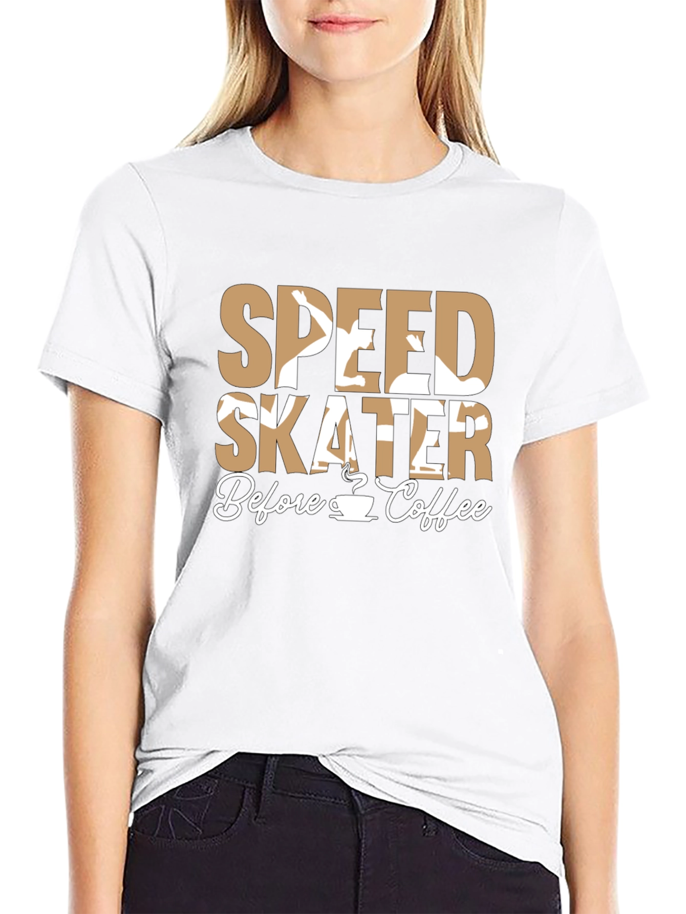 Speed Skater Before Coffee Graphic T-Shirt