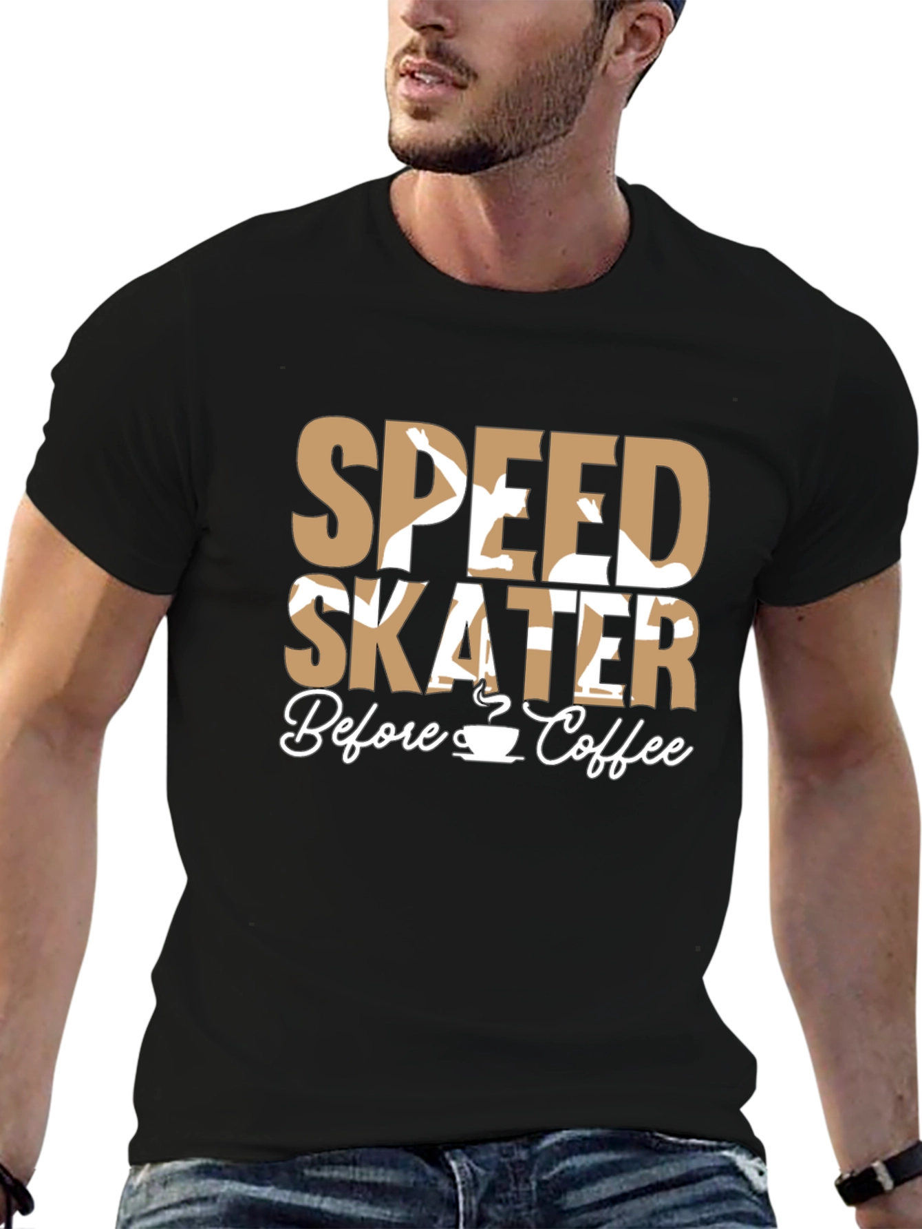 Speed Skater Before Coffee Graphic T-Shirt