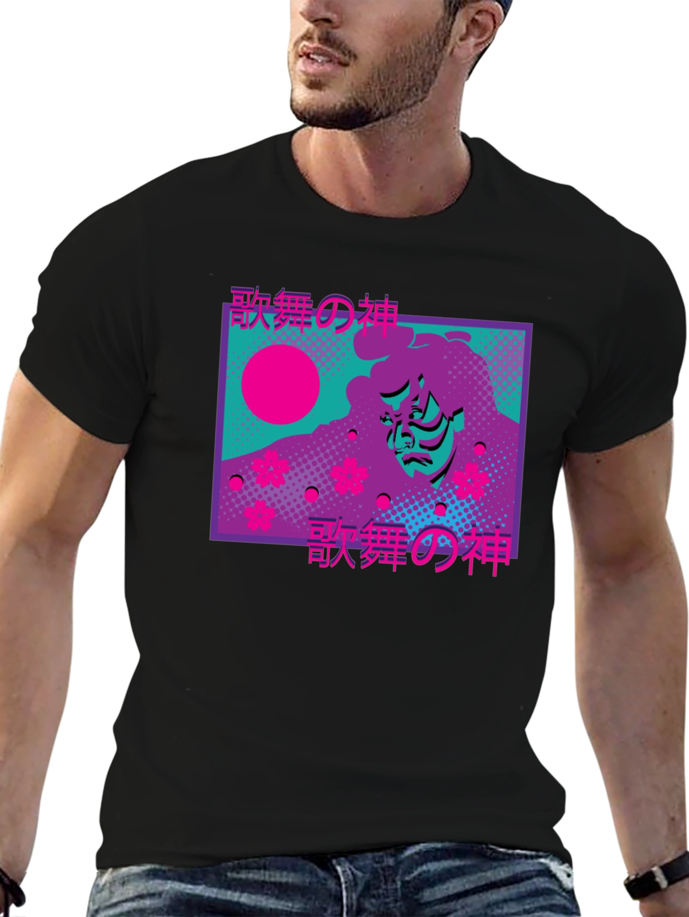 Japanese Kabuki God T-Shirt Vaporwave Aesthetic Tee