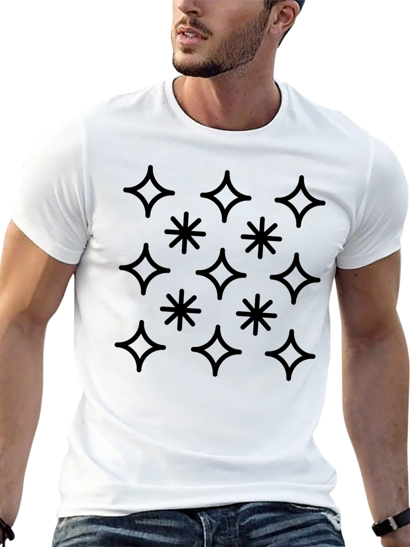 Sparkle & Star Pattern Black T-Shirt