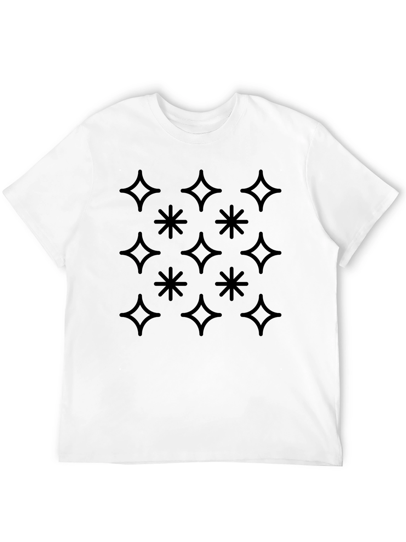 Sparkle & Star Pattern Black T-Shirt