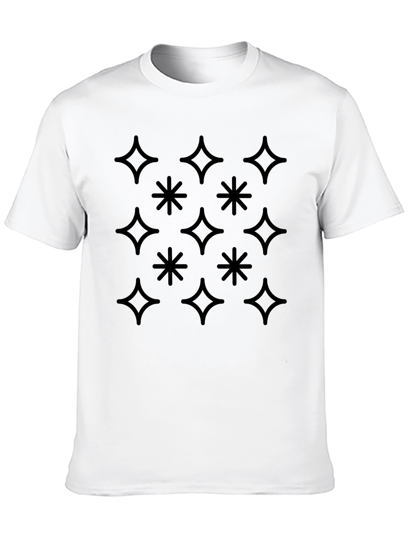 Sparkle & Star Pattern Black T-Shirt