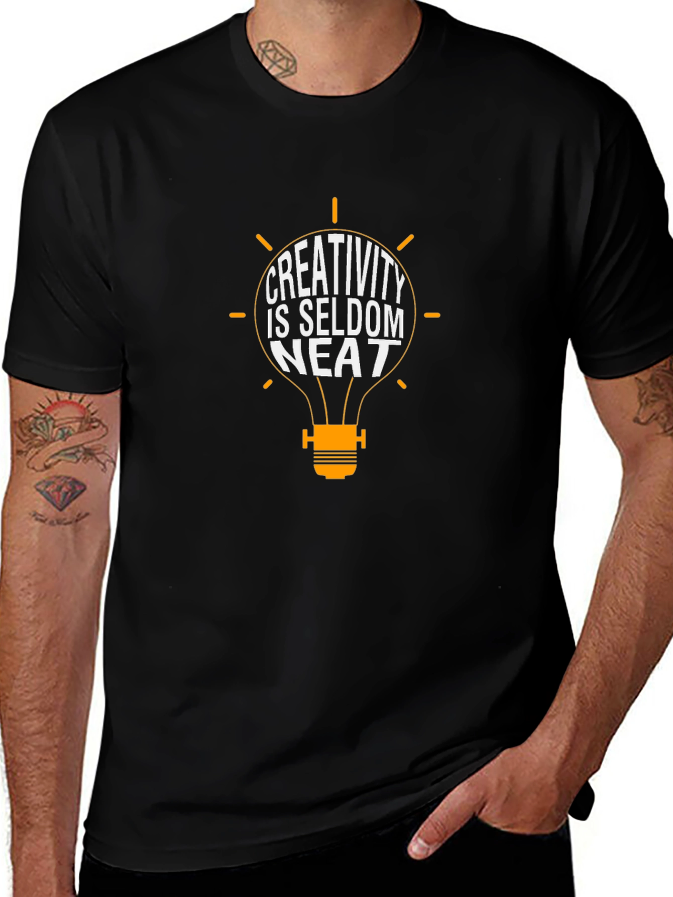 Creativity is Seldom Neat T-Shirt - Black