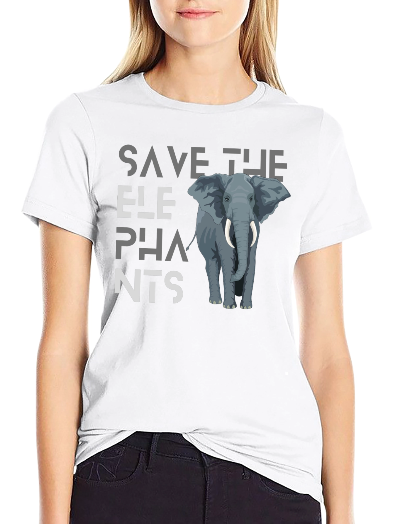 Save The Elephants Graphic Tee - Black Cotton T-Shirt