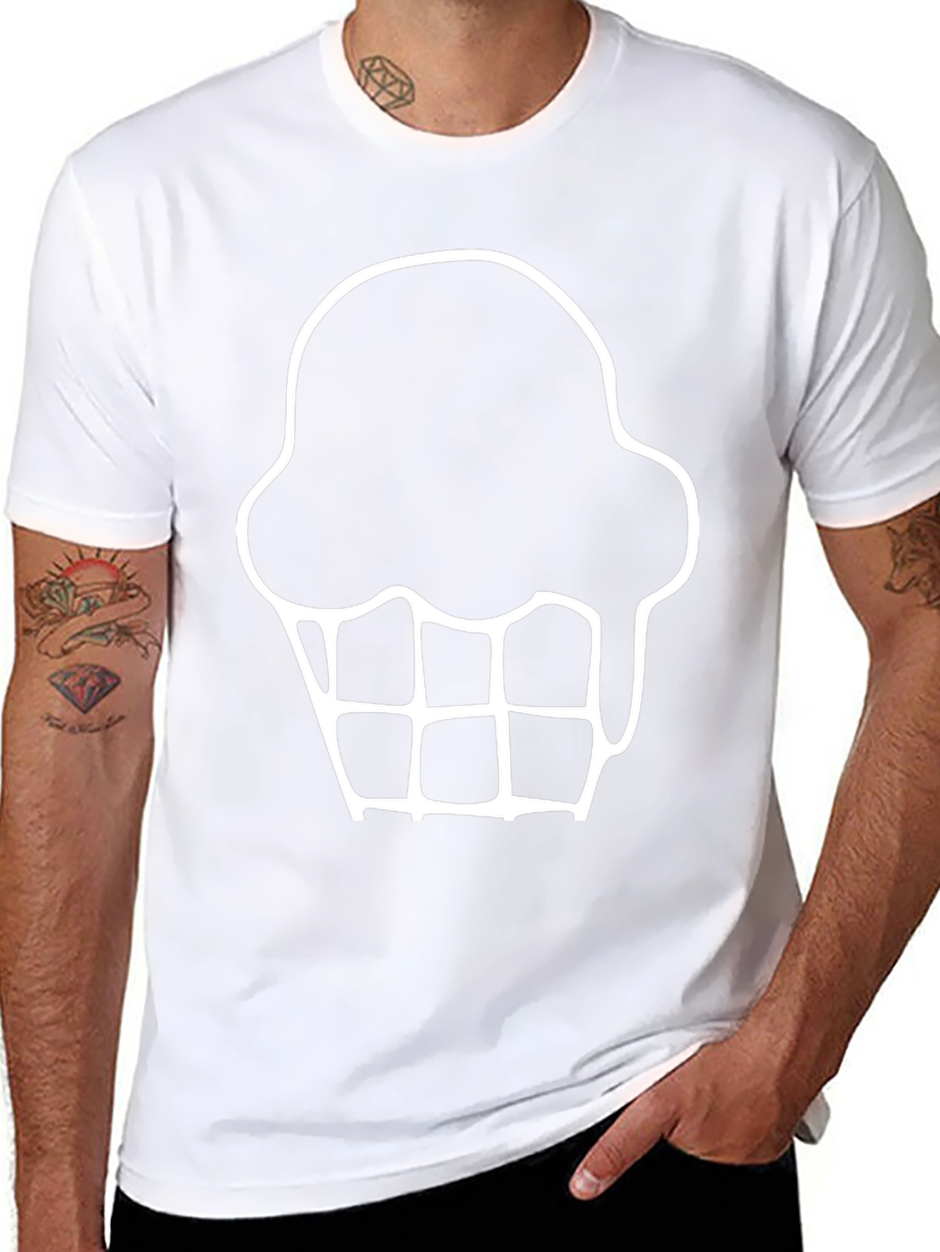 Ice Cream Cone Graphic Tee - Black Cotton T-Shirt