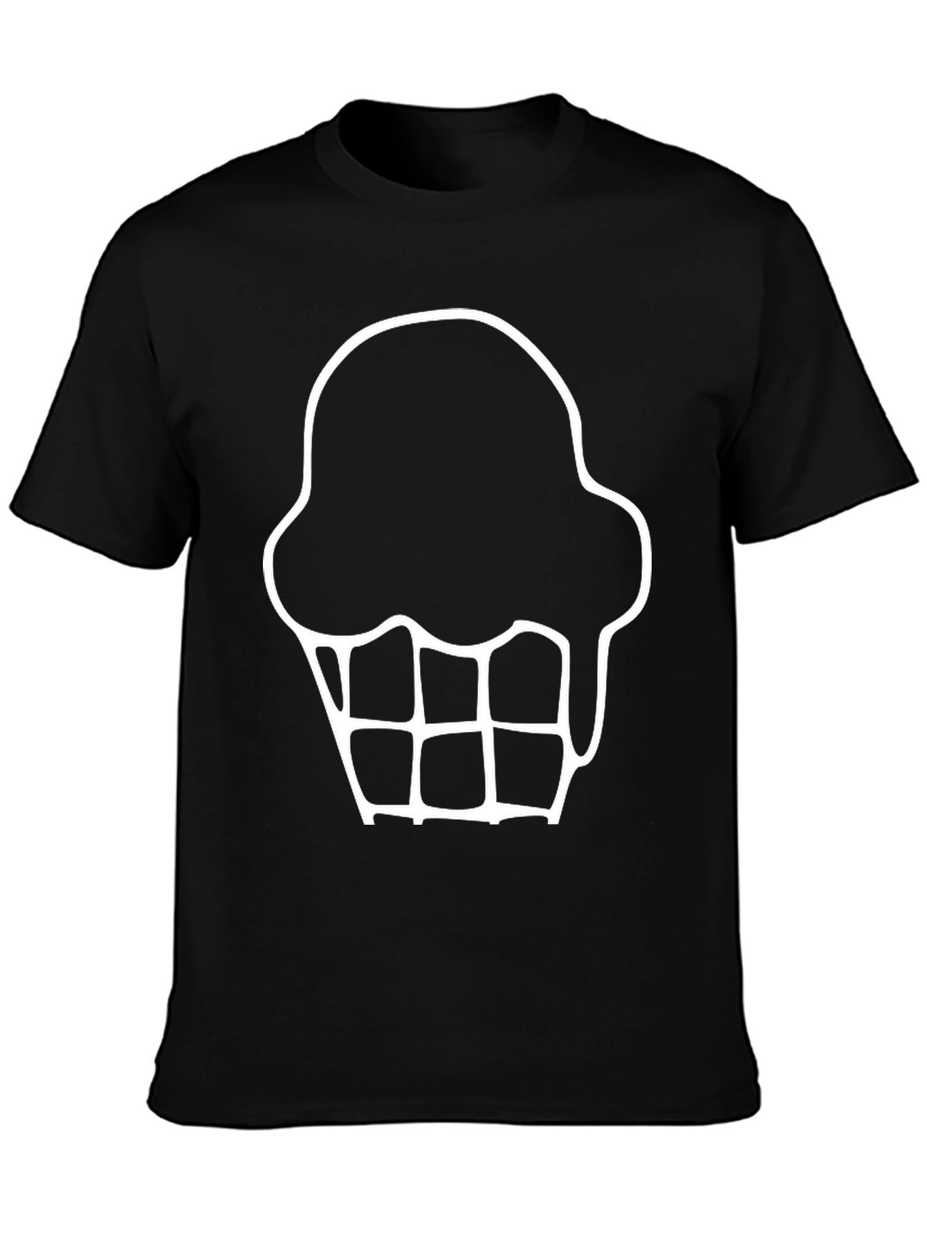 Ice Cream Cone Graphic Tee - Black Cotton T-Shirt