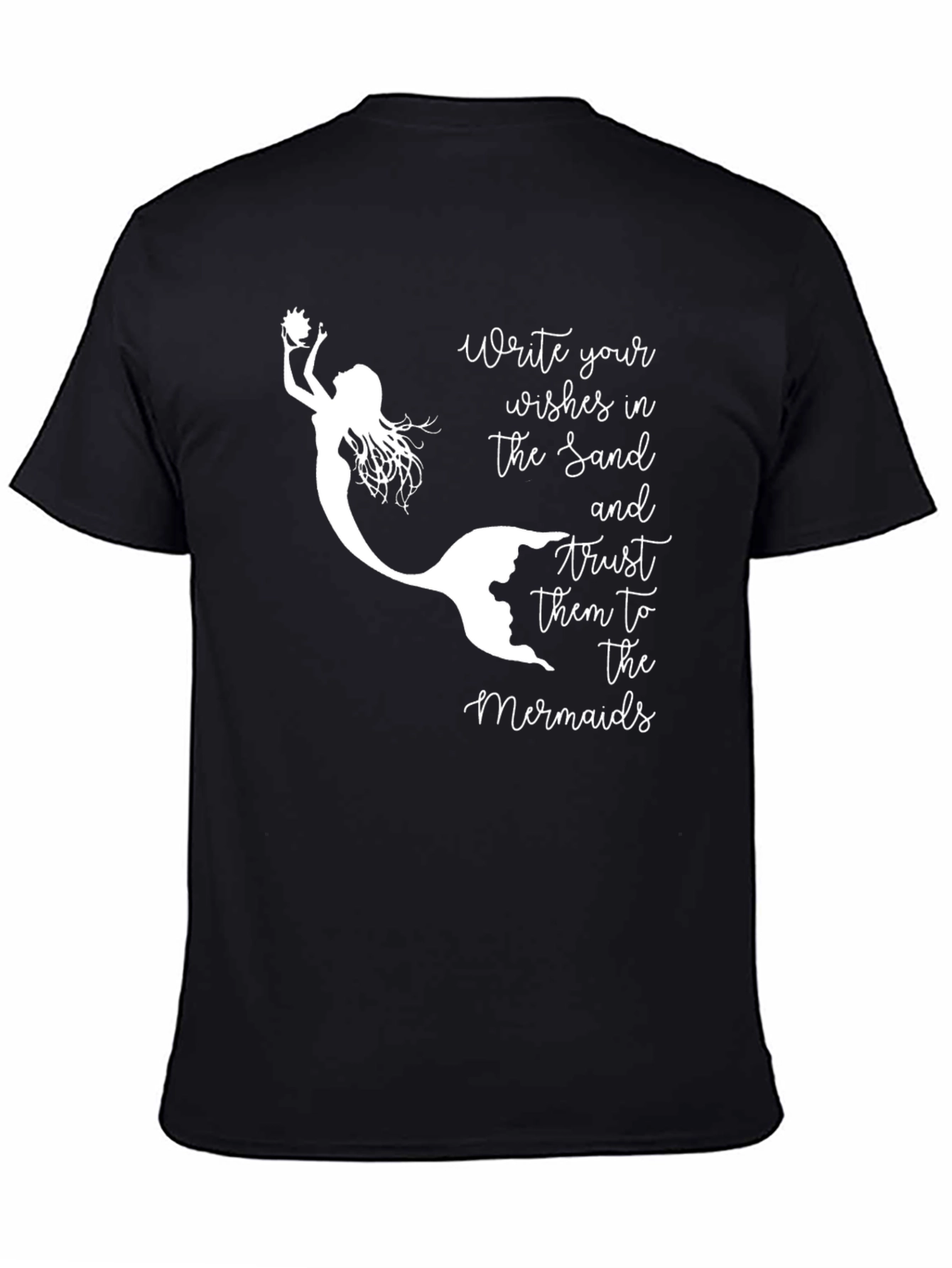 Mermaid Wishes Graphic Tee - Black Cotton T-Shirt