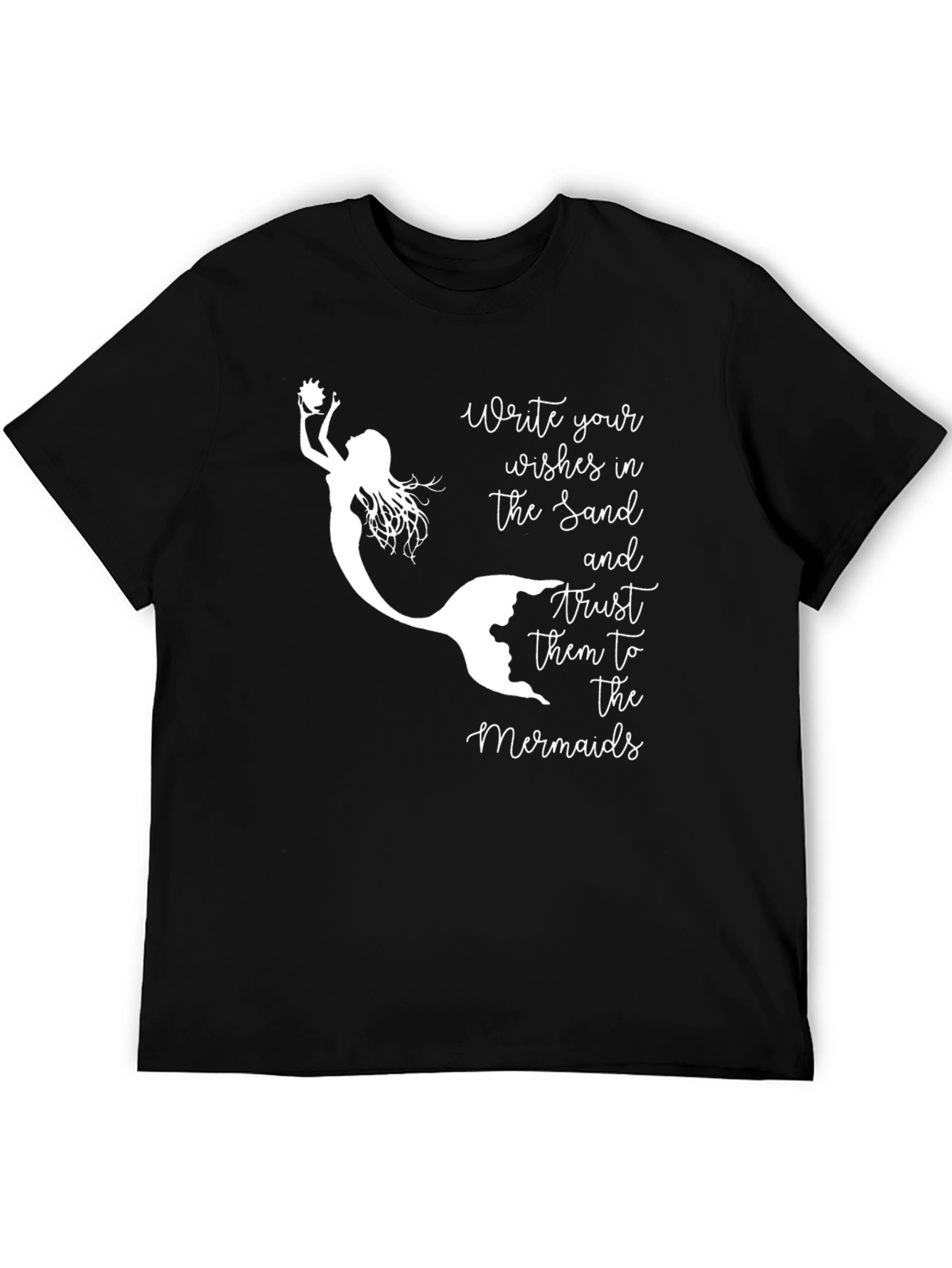 Mermaid Wishes Graphic Tee - Black Cotton T-Shirt