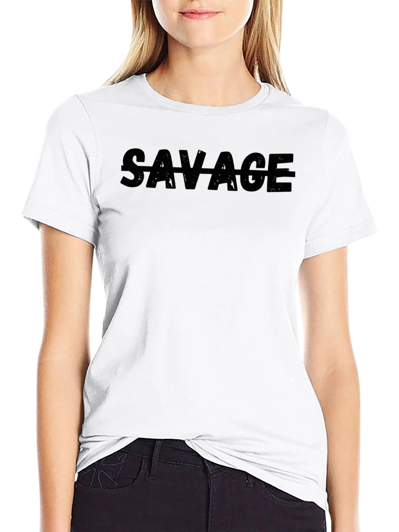 Savage Graphic Print Crew Neck Short Sleeve T-Shirt