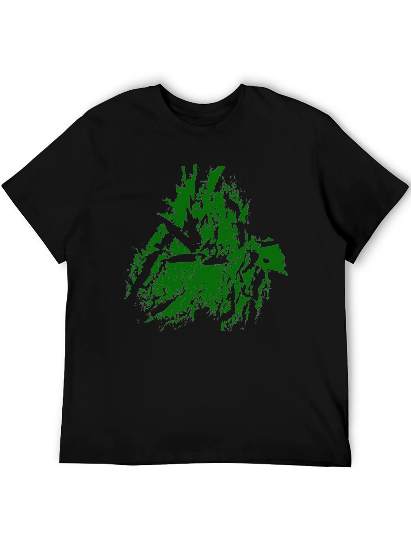 Green Abstract Graphic Print Black T-Shirt