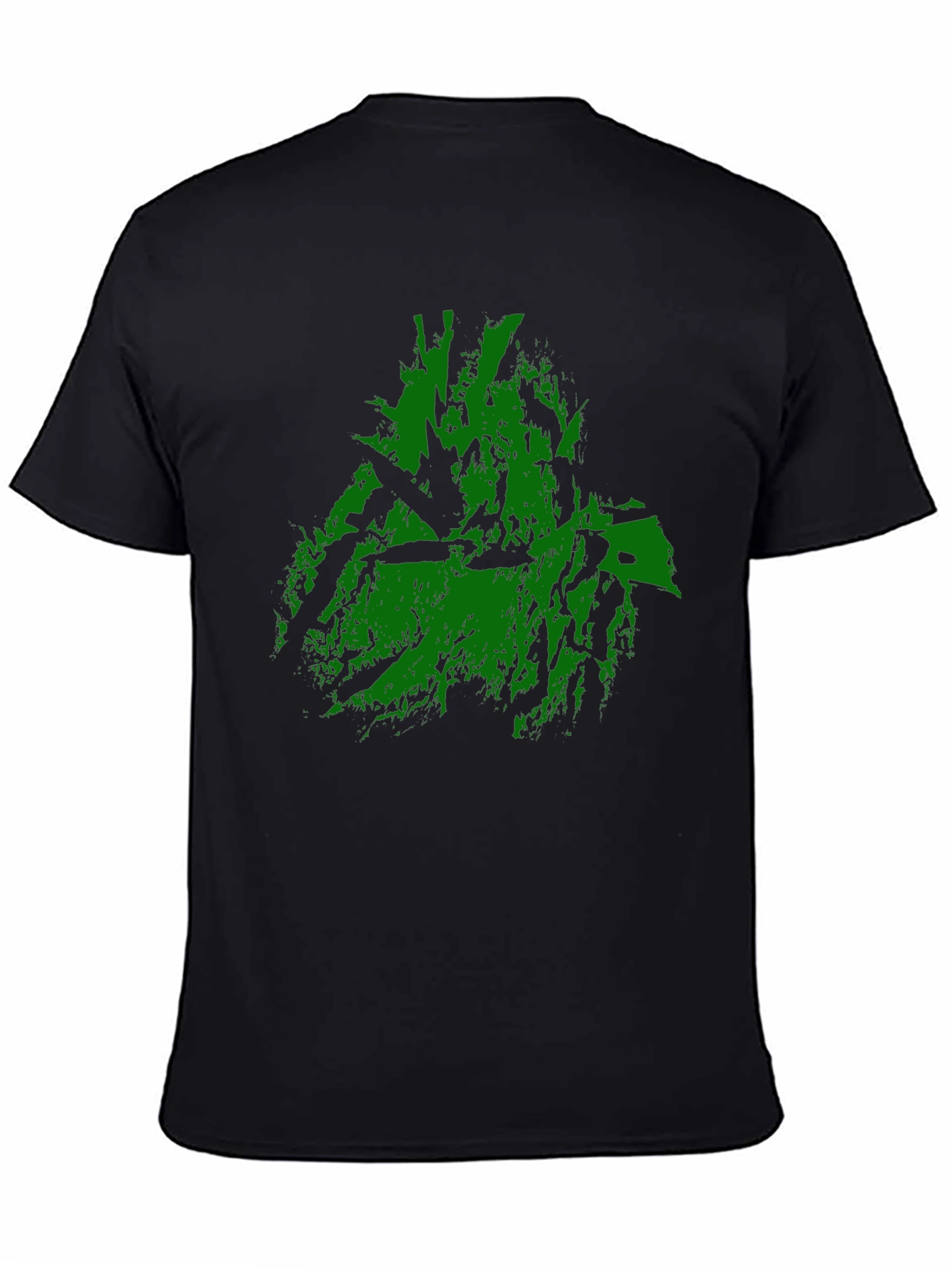 Green Abstract Graphic Print Black T-Shirt
