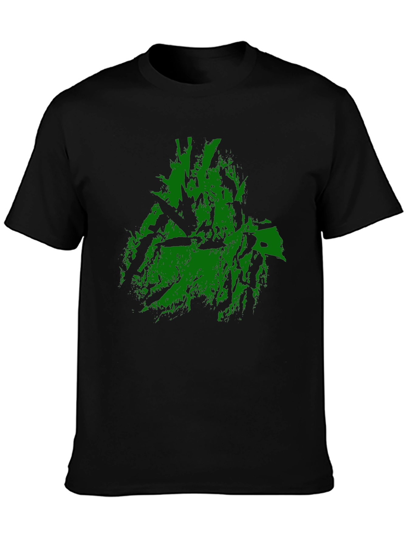 Green Abstract Graphic Print Black T-Shirt