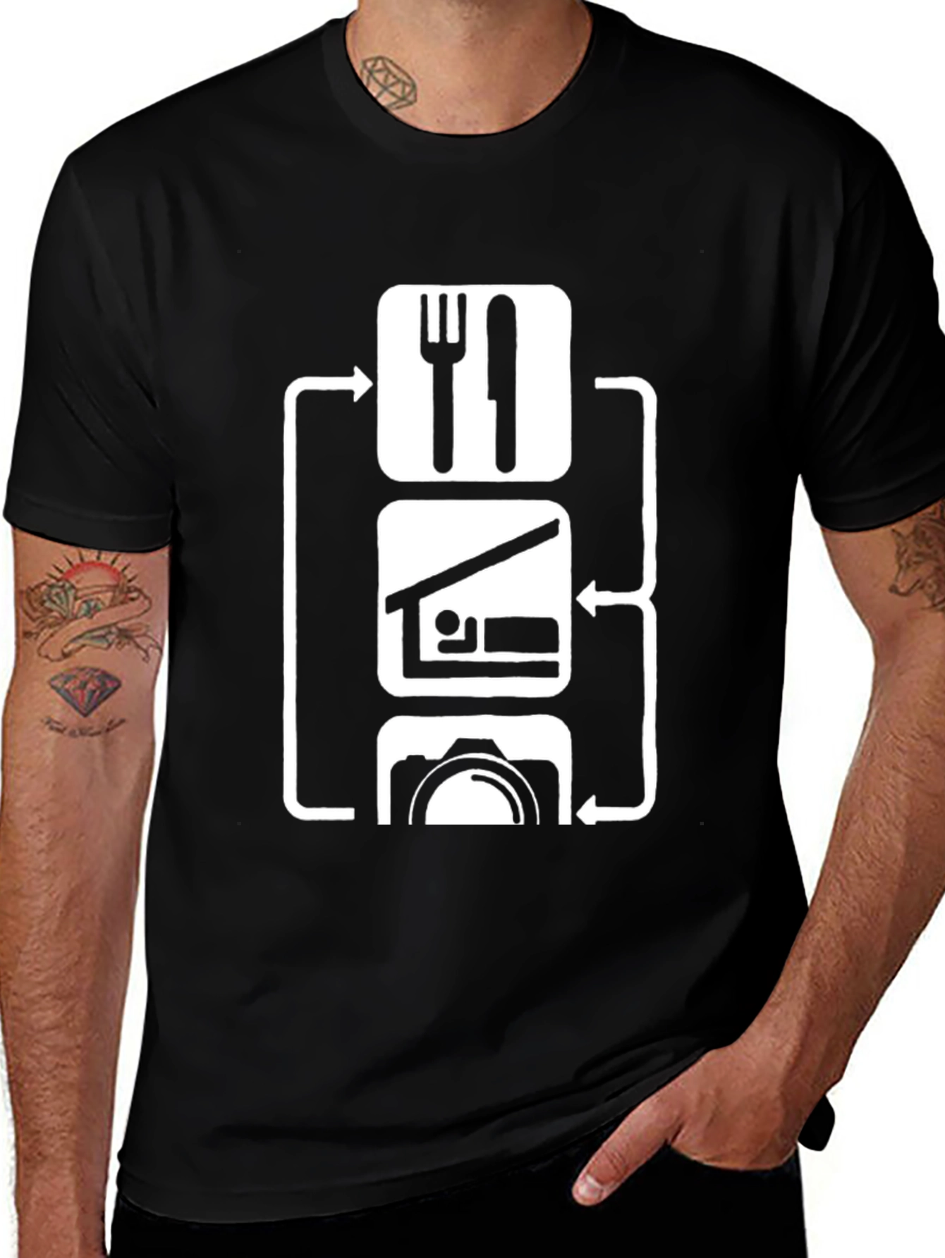 Eat Sleep Photography T-Shirt Black Cotton Blend
