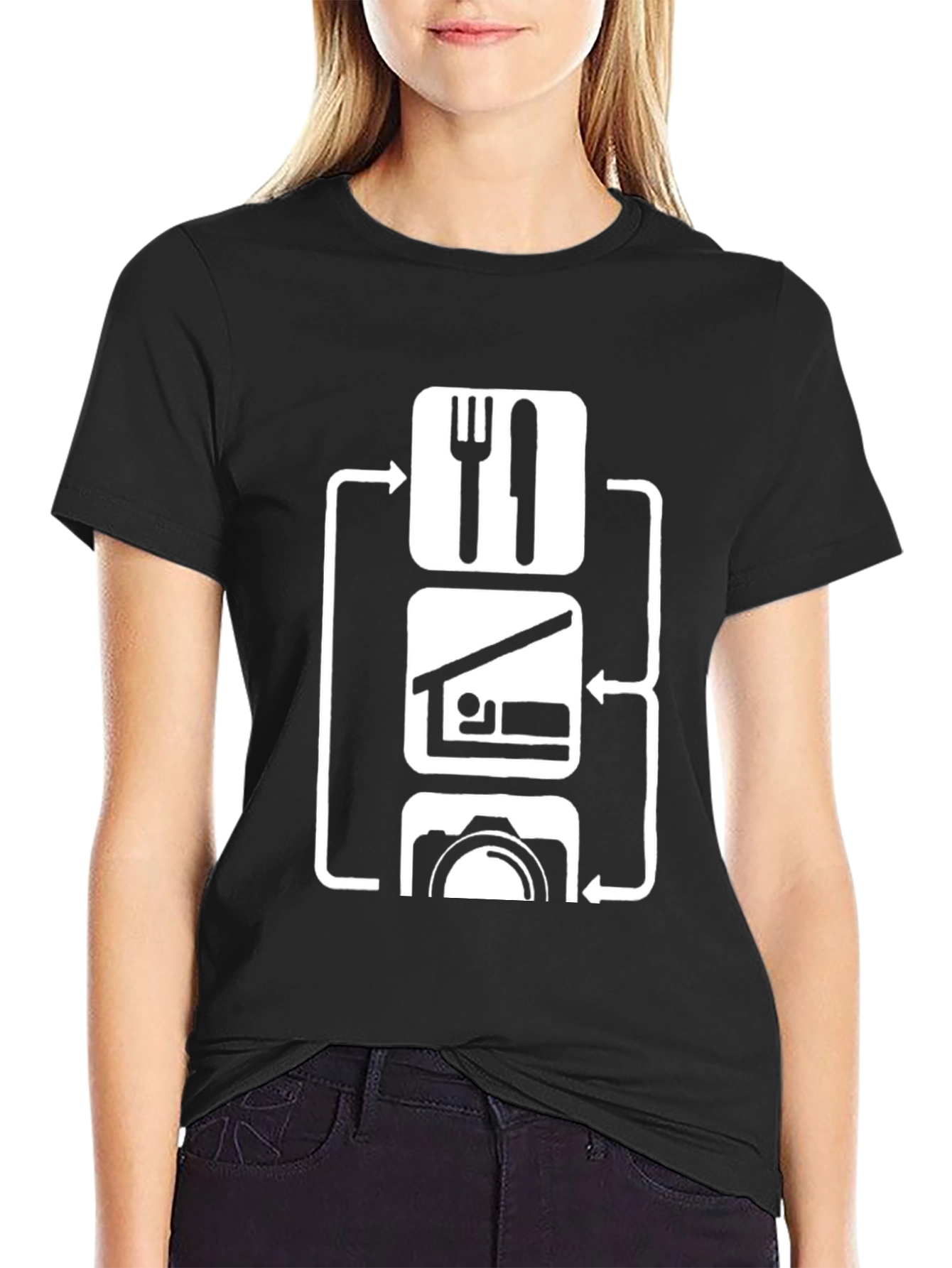 Eat Sleep Photography T-Shirt Black Cotton Blend