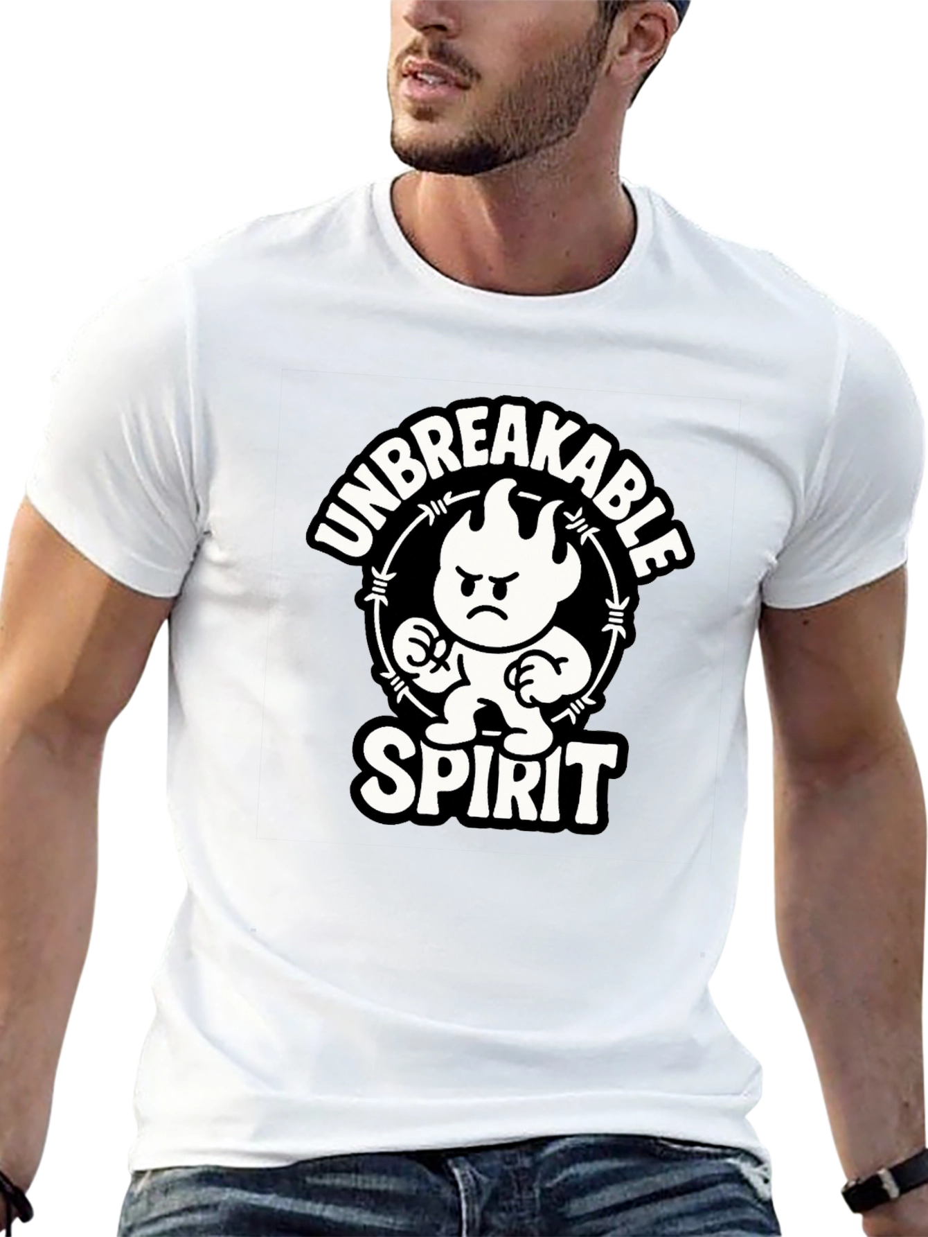 Unbreakable Spirit Graphic Tee - Black Cotton Shirt