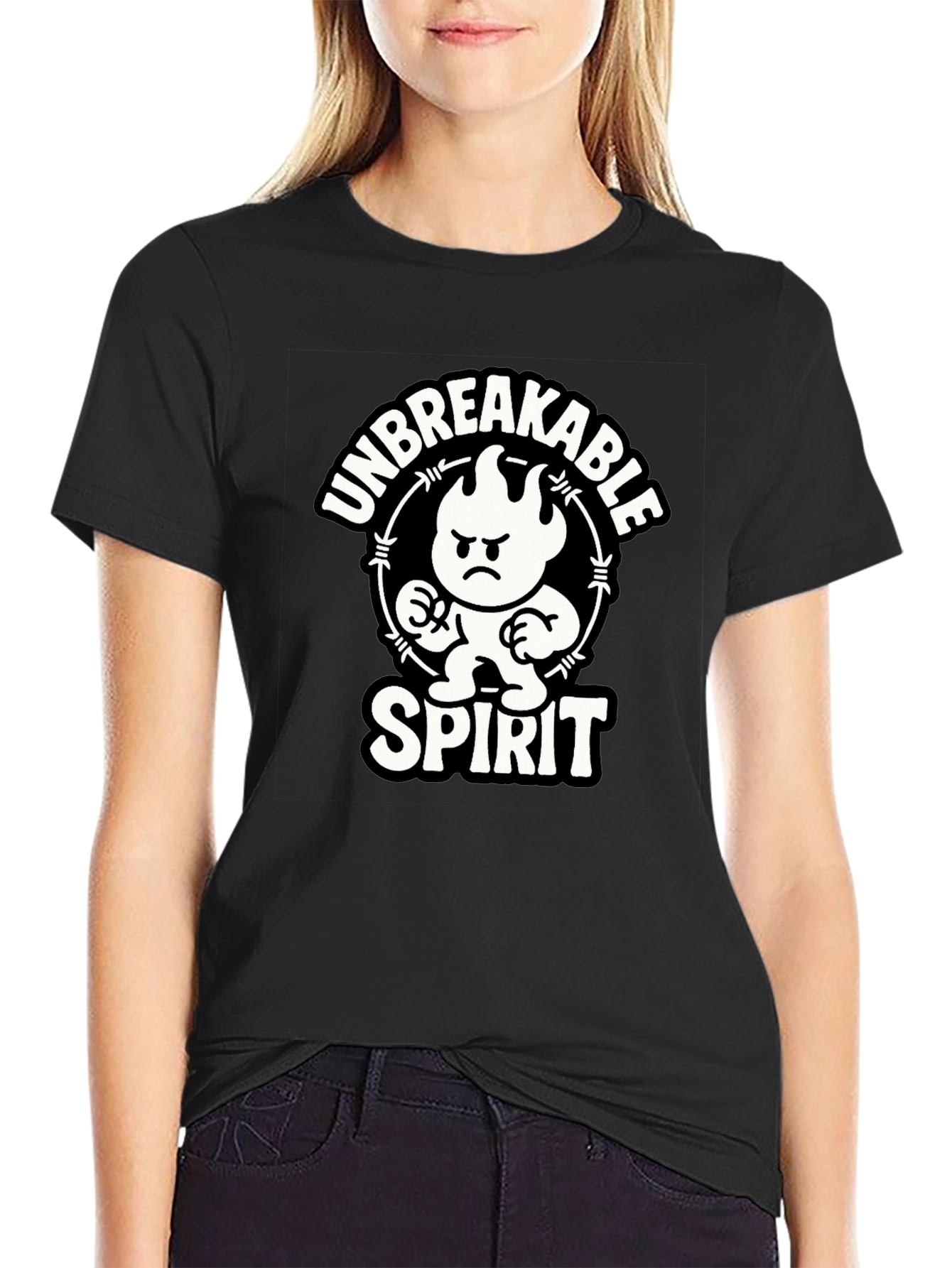 Unbreakable Spirit Graphic Tee - Black Cotton Shirt