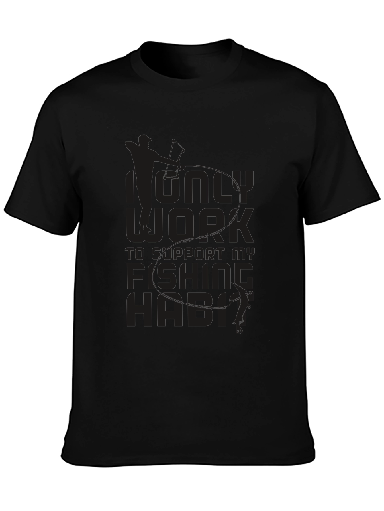 Fishing Habit T-Shirt - Black Crew Neck Tee