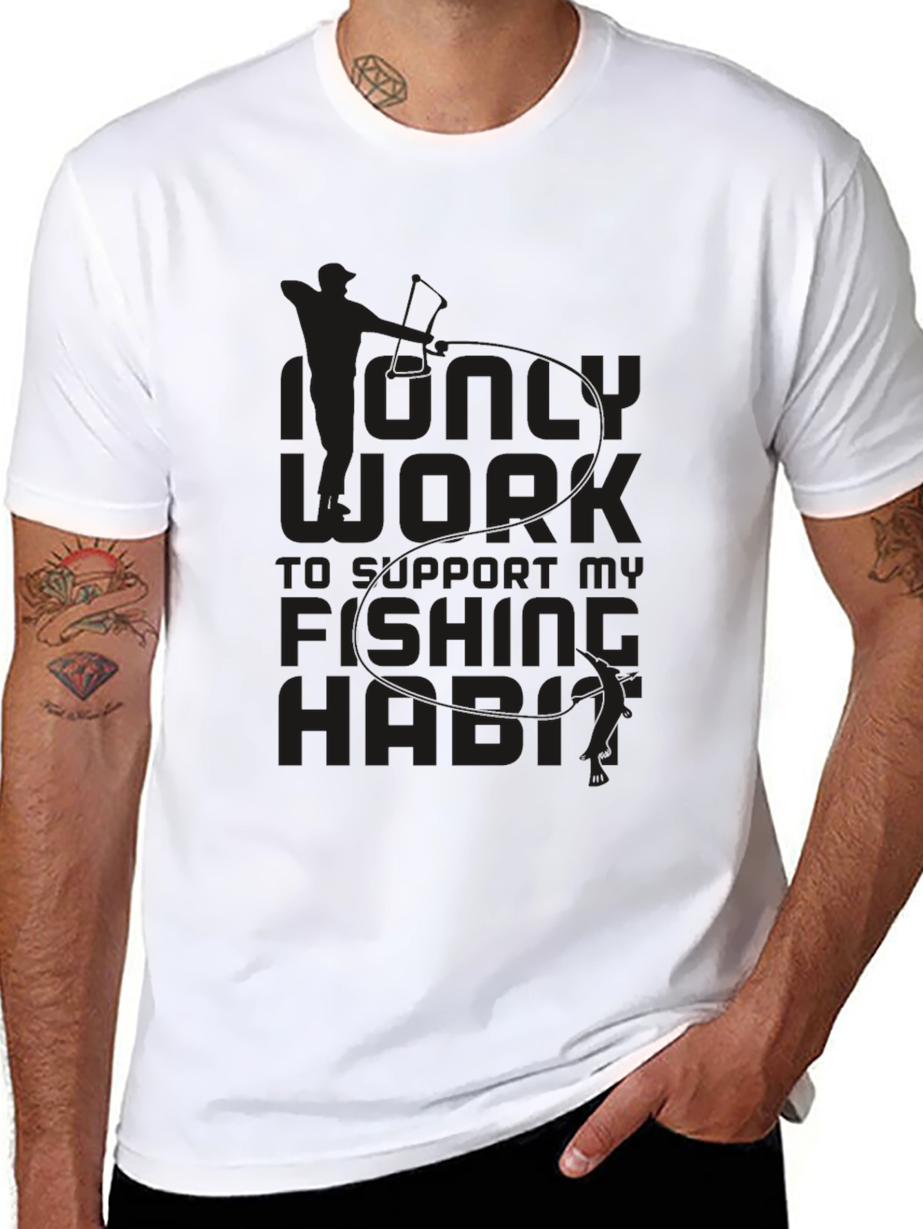 Fishing Habit T-Shirt - Black Crew Neck Tee