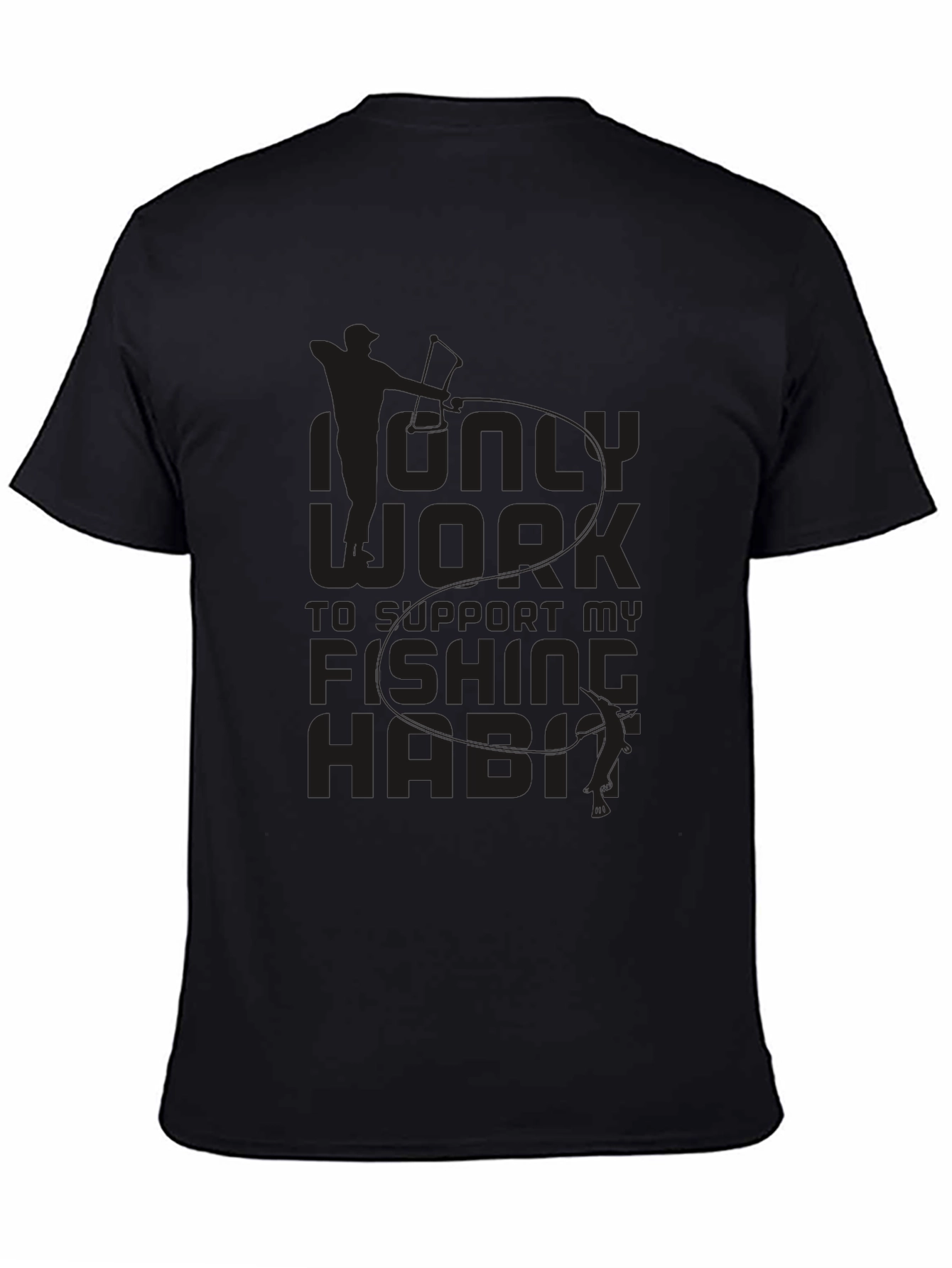 Fishing Habit T-Shirt - Black Crew Neck Tee