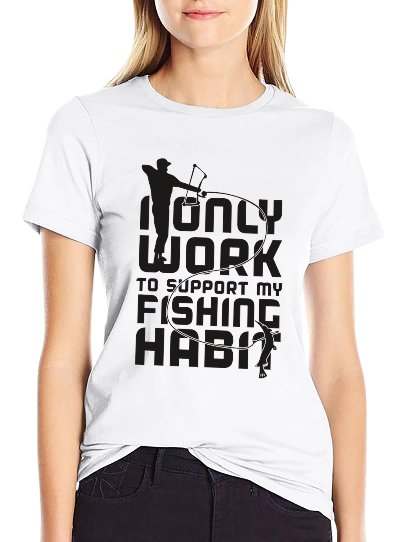 Fishing Habit T-Shirt - Black Crew Neck Tee
