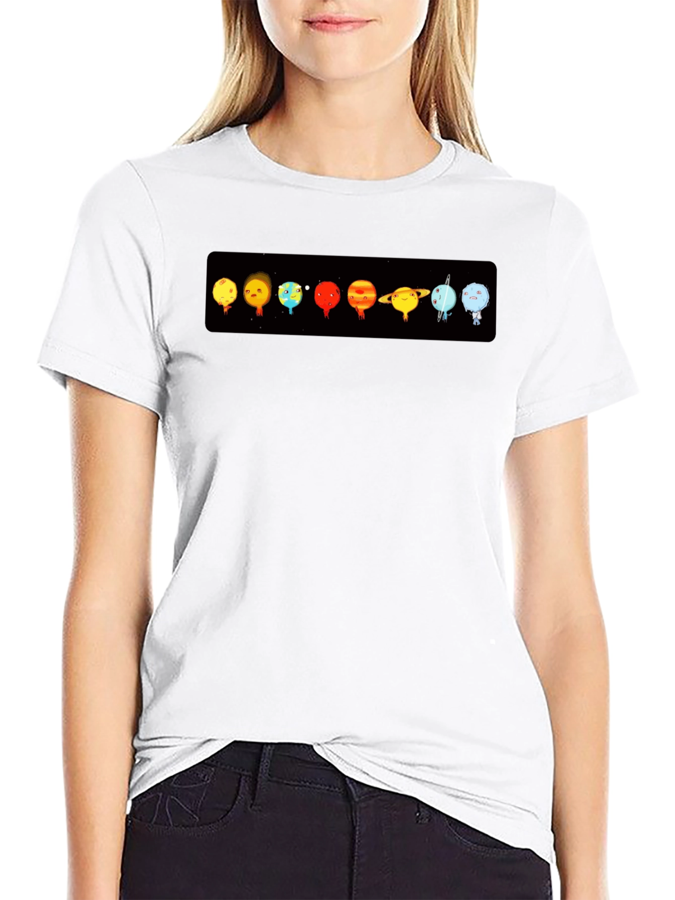Planets Graphic Print Black T-Shirt