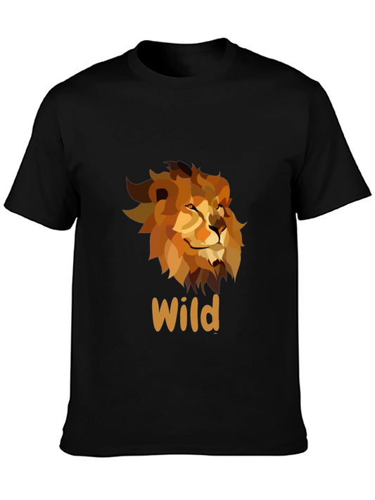 Wild Lion Graphic Print Black T-Shirt
