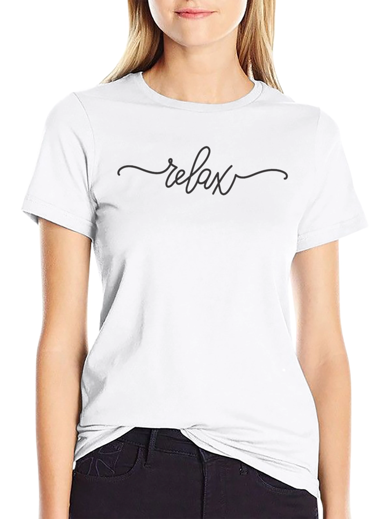 Relax Script Graphic Black T-Shirt