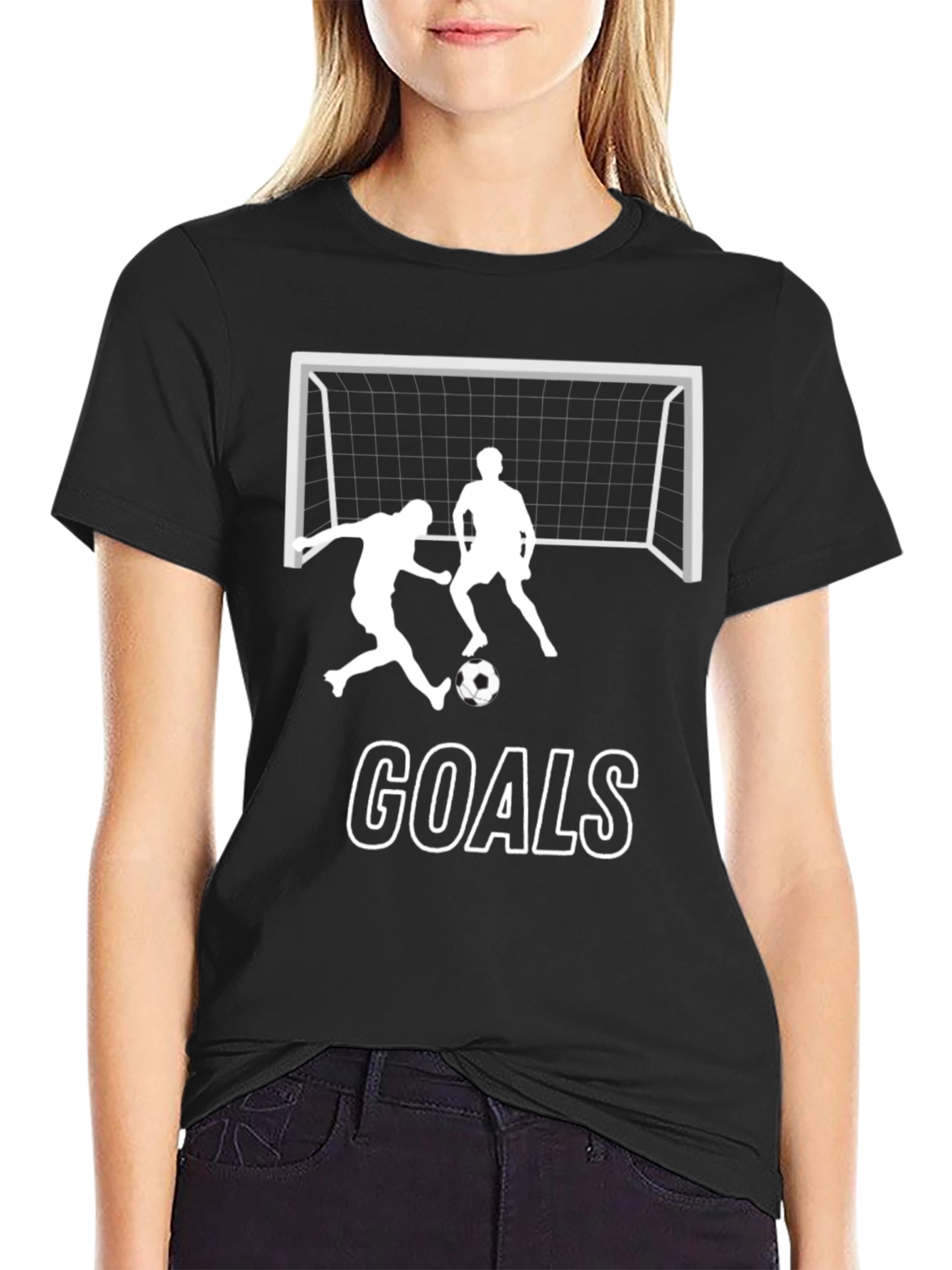 Soccer Goals Graphic Tee - Black Cotton T-Shirt